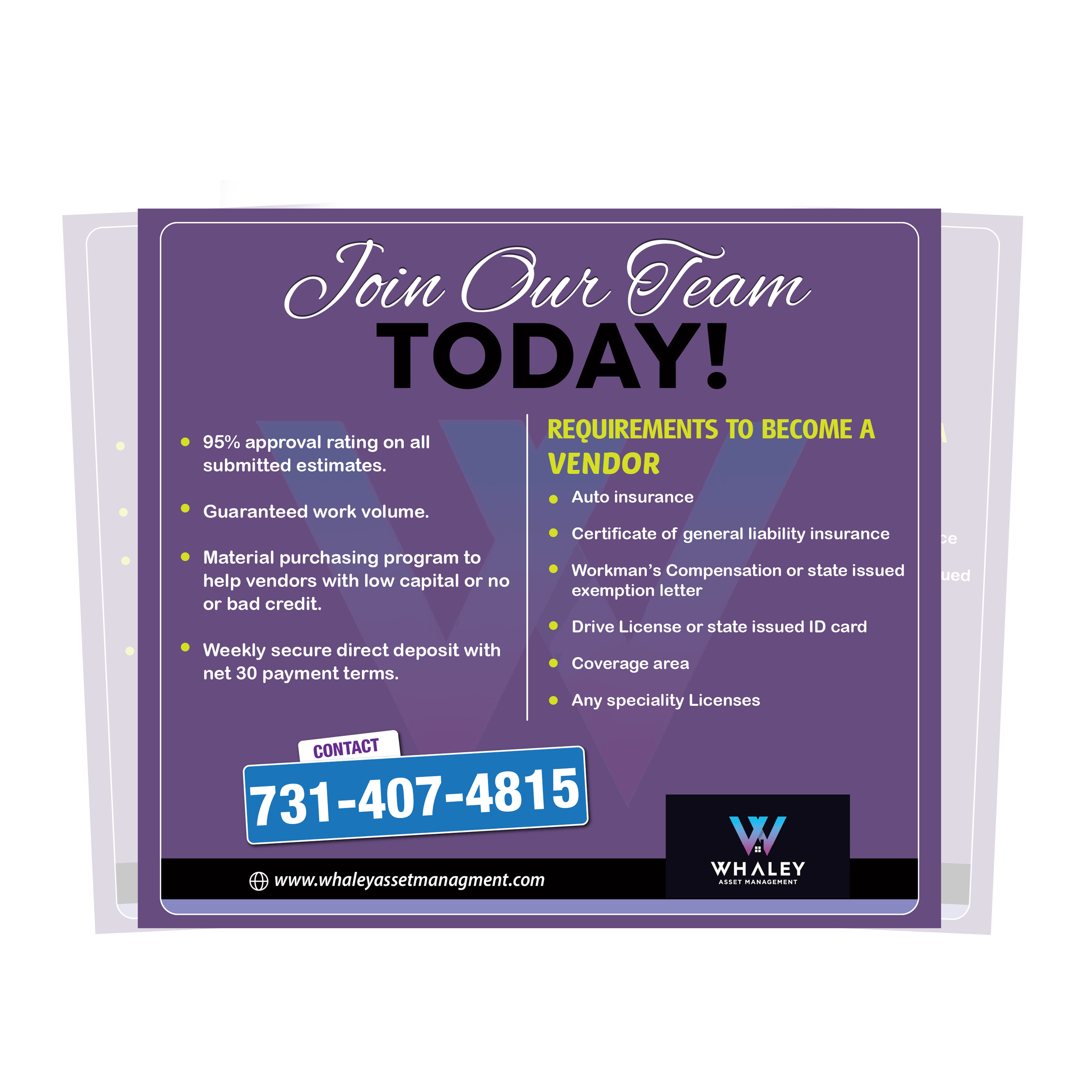 Flyer Design by ivogue for Whaley Asset management LLC | Design #29947250