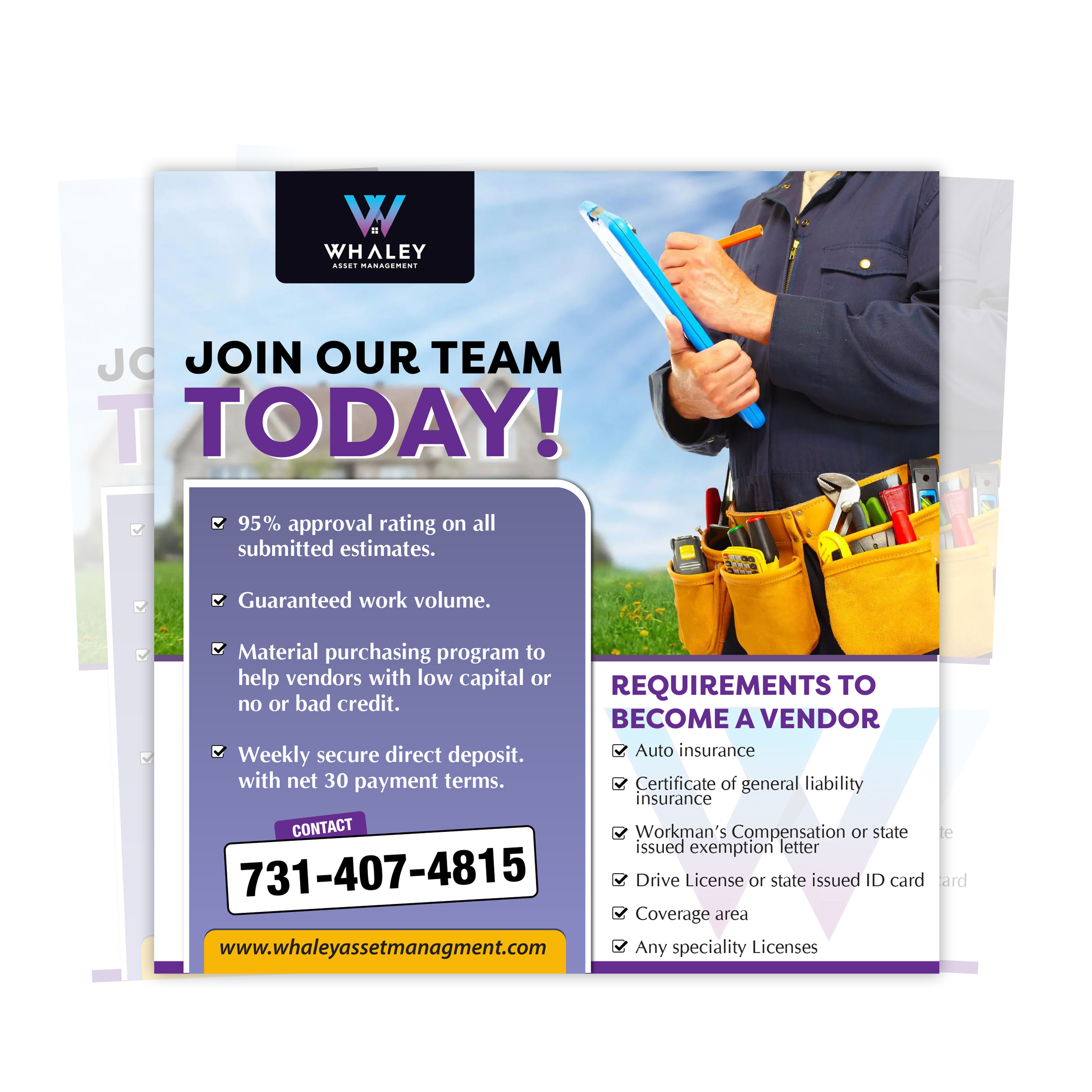 Diseño de Flyer por ivogue para Whaley Asset management LLC | Diseño #29948444