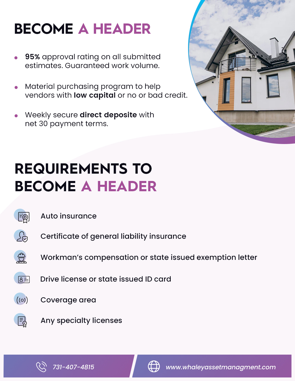 Flyer Design by Zohaib Bilal for Whaley Asset management LLC | Design #29874845