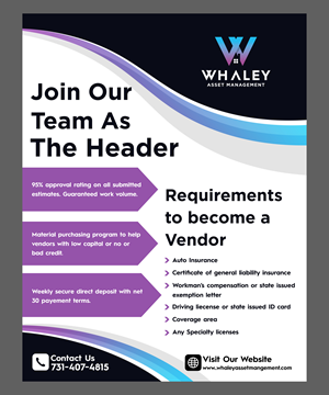 Flyer Design by rainessa.arts for Whaley Asset management LLC | Design #29875821