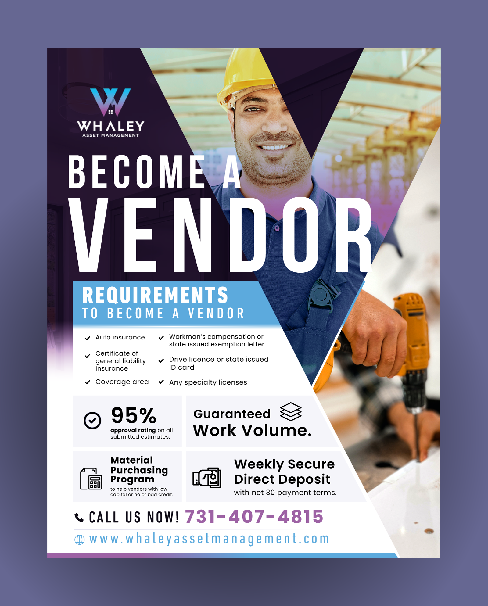 Flyer-Design von DesignGenie für Whaley Asset management LLC | Design #29867777