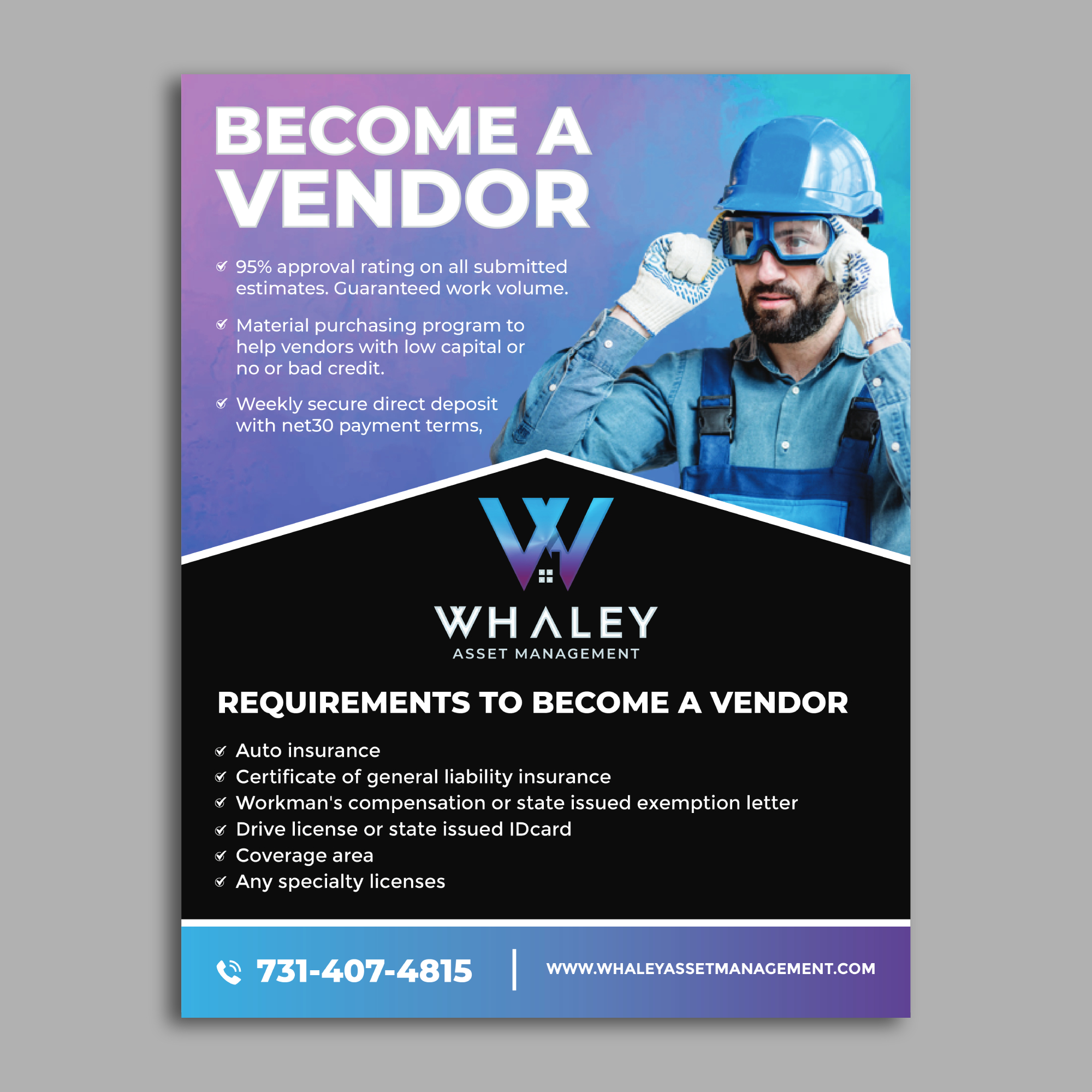 Flyer Design by ecorokerz for Whaley Asset management LLC | Design #29864074