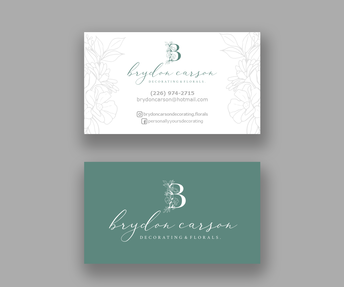 Design de Carte de Visite par Andrés Sebastián pour Brydon Carson Decorating & Florals | Design #29895057