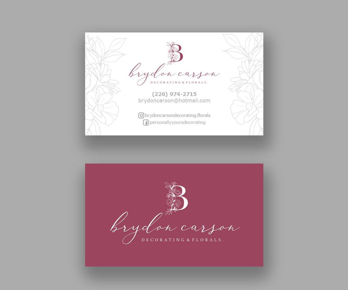 Design de Carte de Visite par Andrés Sebastián pour Brydon Carson Decorating & Florals | Design #29895062