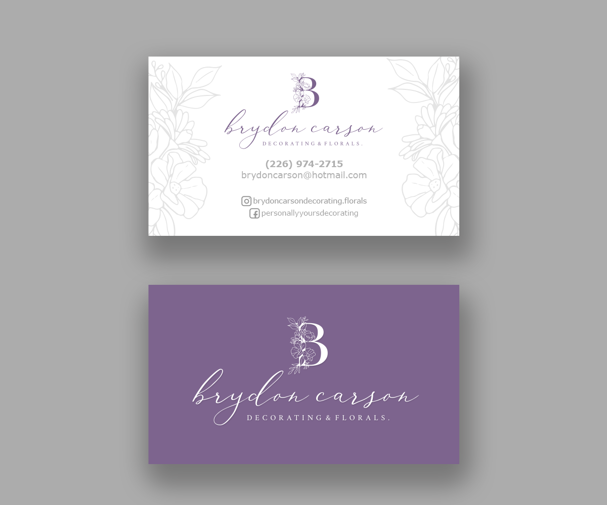 Business Card Design by Andrés Sebastián for Brydon Carson Decorating & Florals | Design #29895074