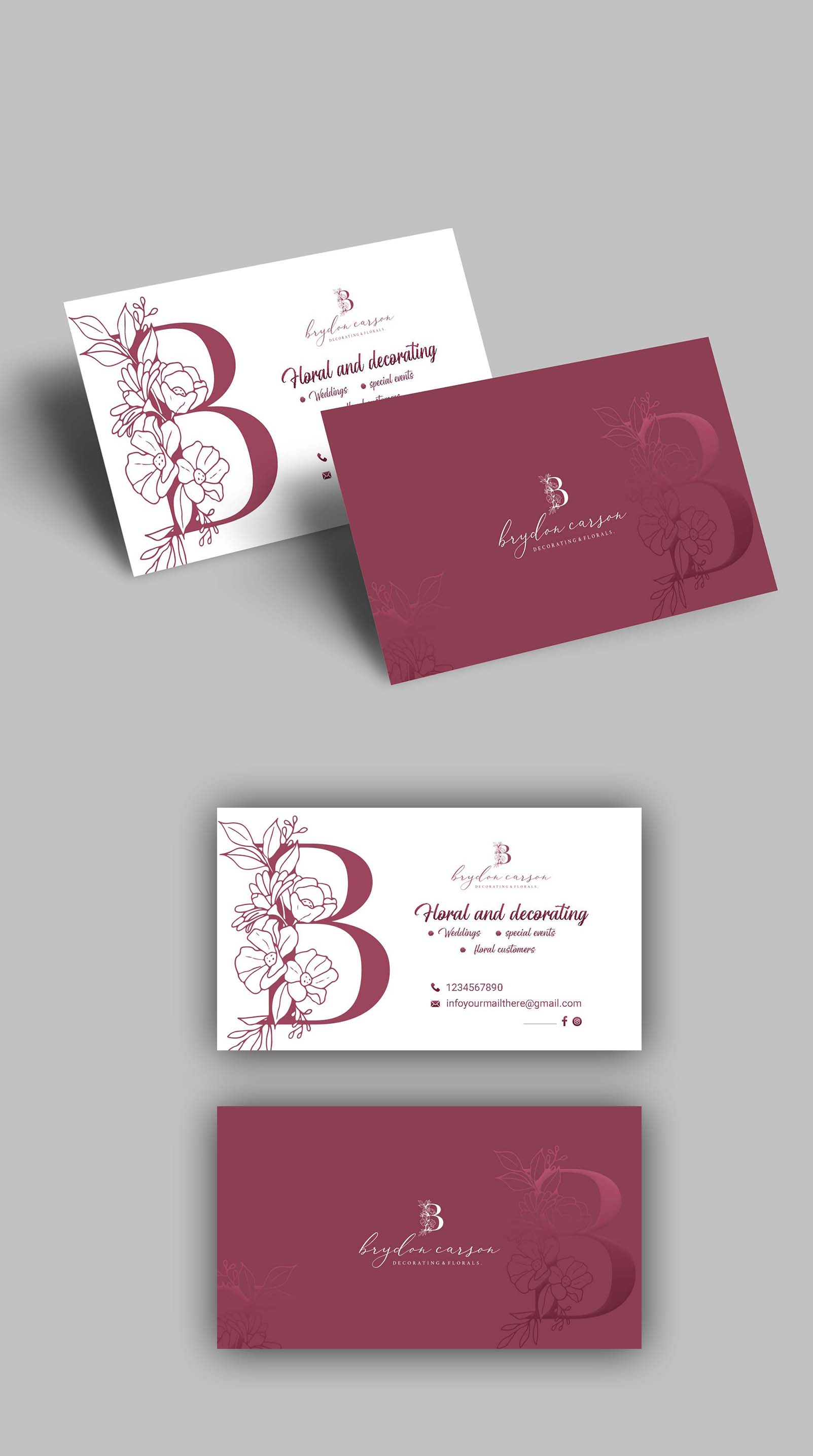 Visitenkarten-Design von Design Motion für Brydon Carson Decorating & Florals | Design #29905326