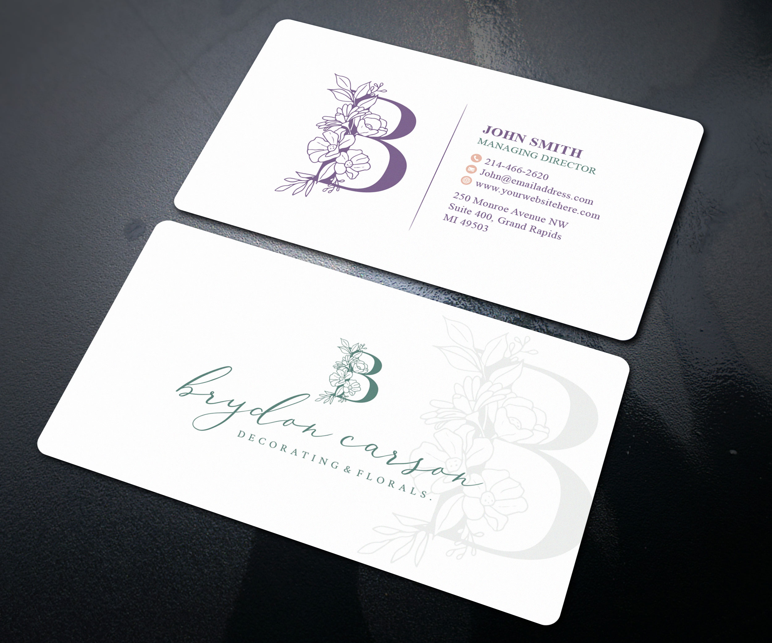Business Card Design by Sandaruwan for Brydon Carson Decorating & Florals | Design #29880570
