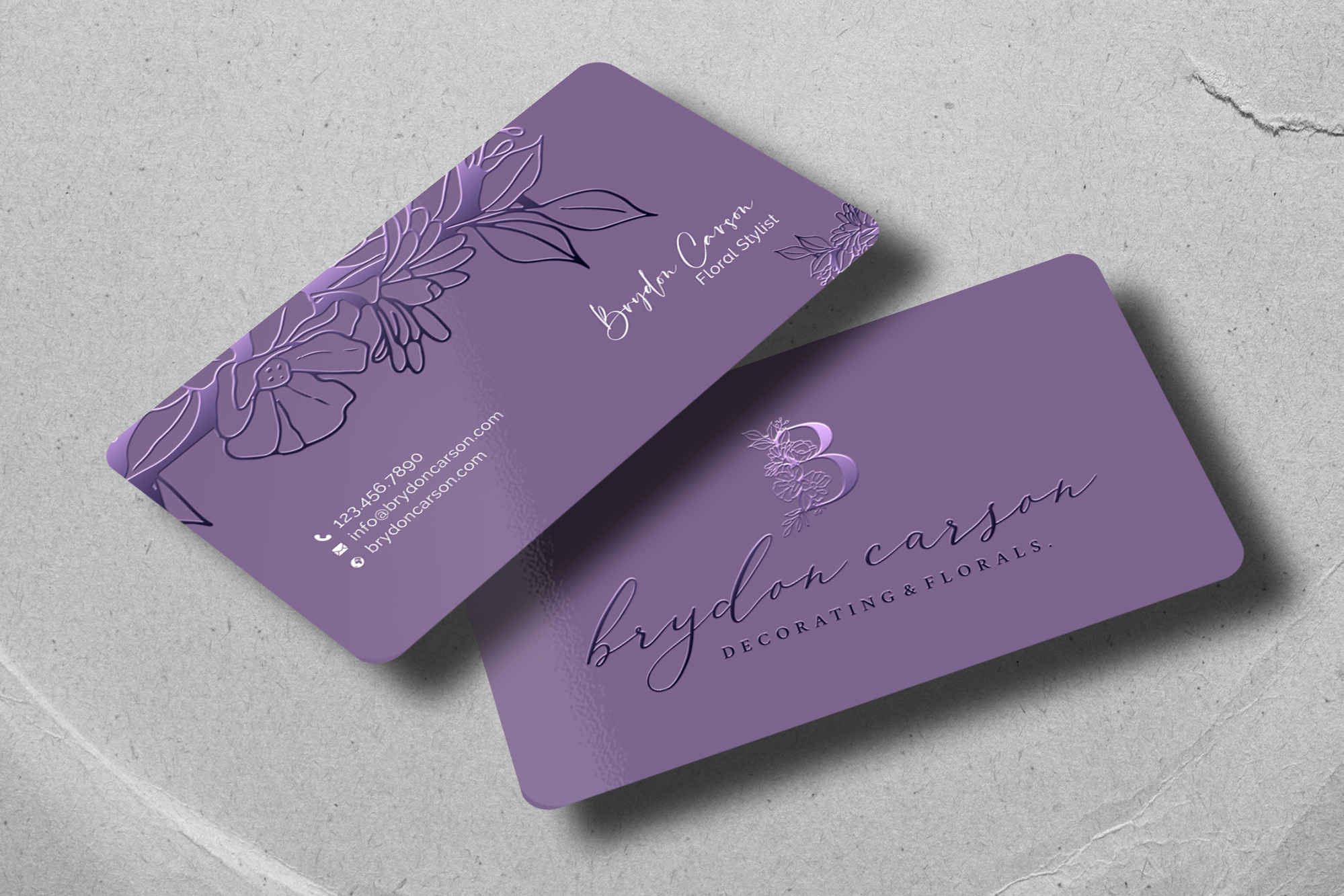 Business Card Design by Sun Moon Graphic Designer for Brydon Carson Decorating & Florals | Design #29880334