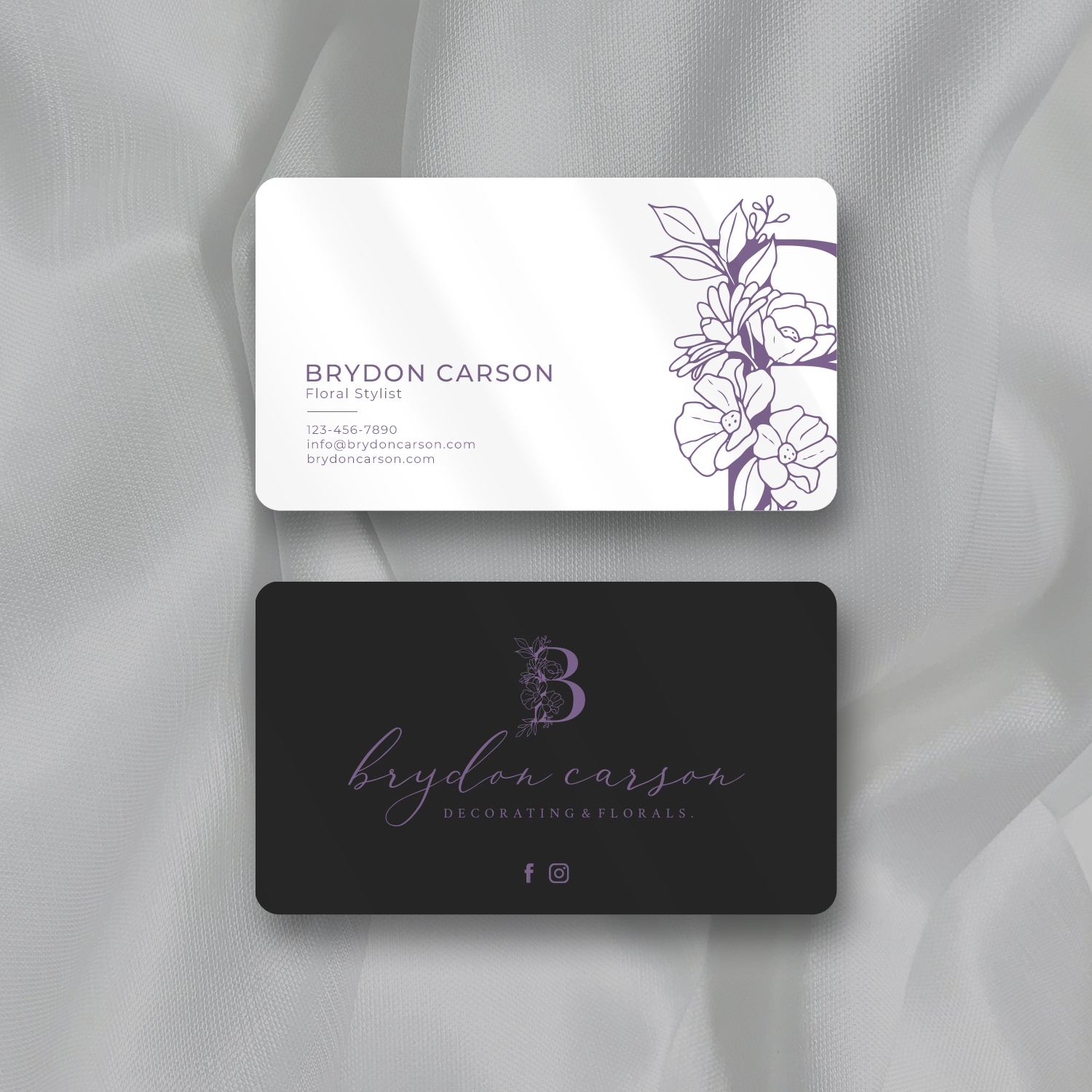 Business Card Design by Sun Moon Graphic Designer for Brydon Carson Decorating & Florals | Design #29898815