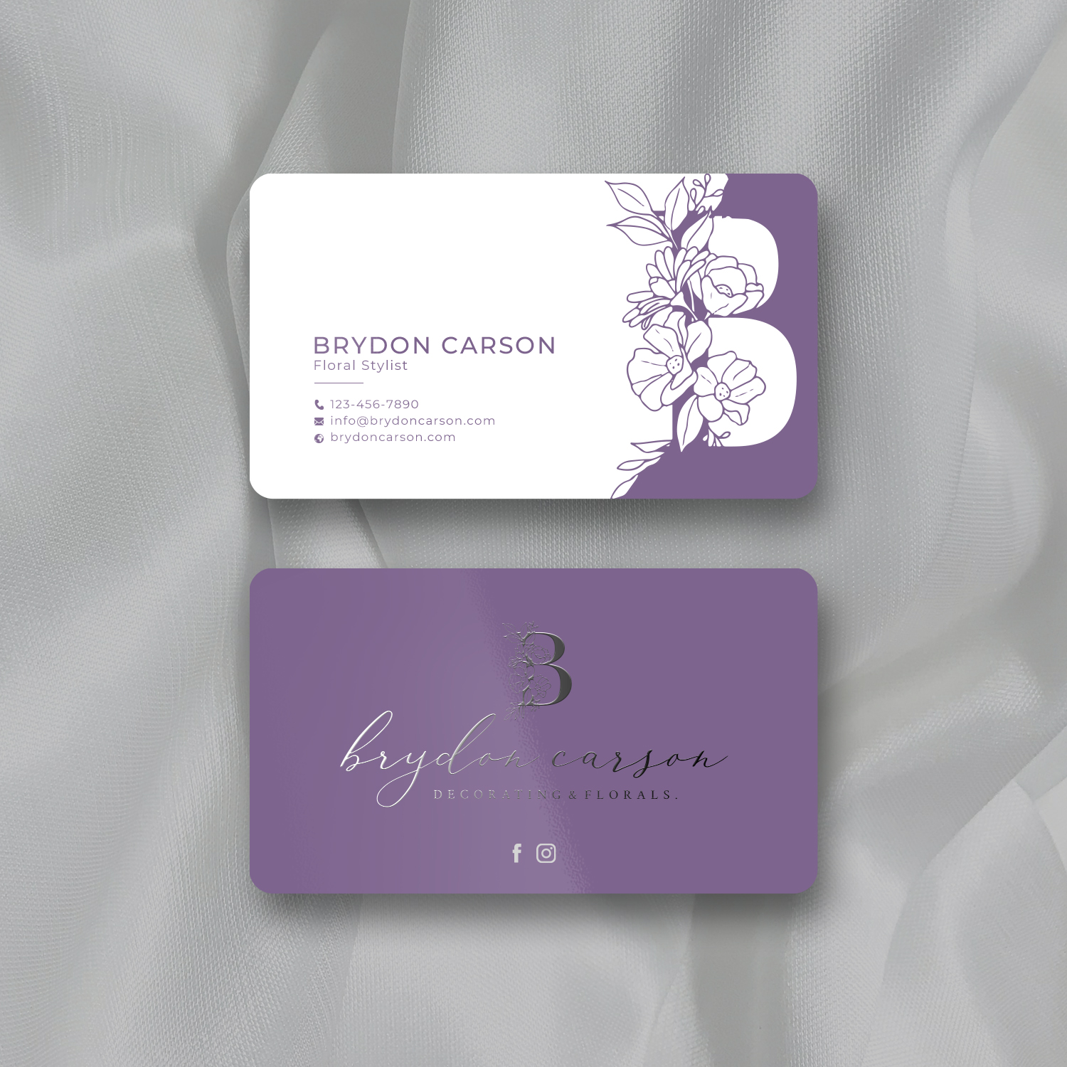 Business Card Design by Sun Moon Graphic Designer for Brydon Carson Decorating & Florals | Design #29898816