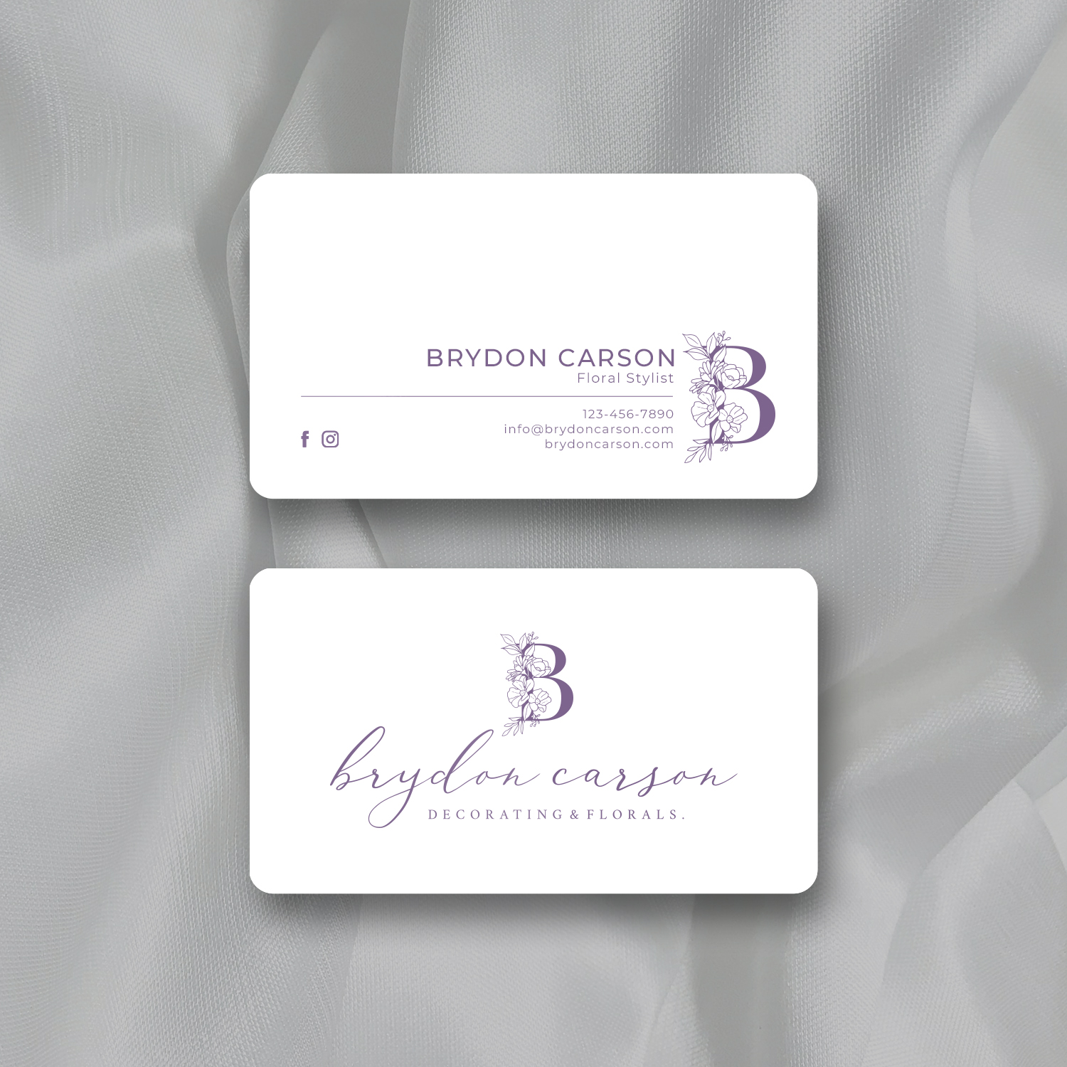 Business Card Design by Sun Moon Graphic Designer for Brydon Carson Decorating & Florals | Design #29898817