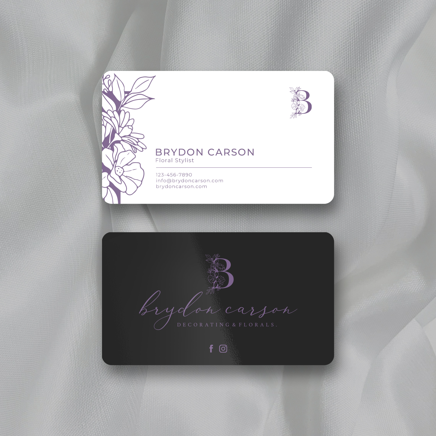 Business Card Design by Sun Moon Graphic Designer for Brydon Carson Decorating & Florals | Design #29898818