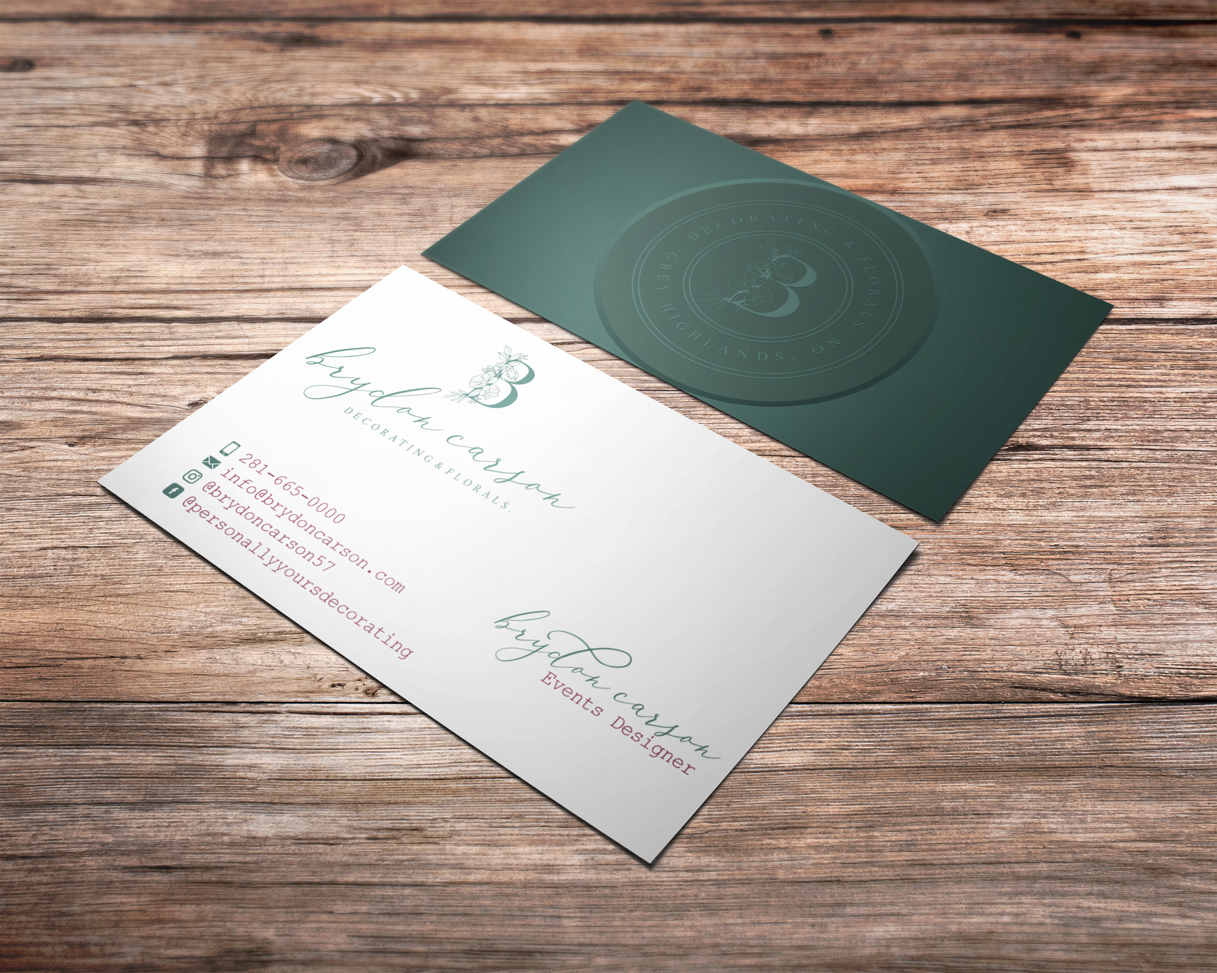 Business Card Design by Verified artistry for Brydon Carson Decorating & Florals | Design #29880739