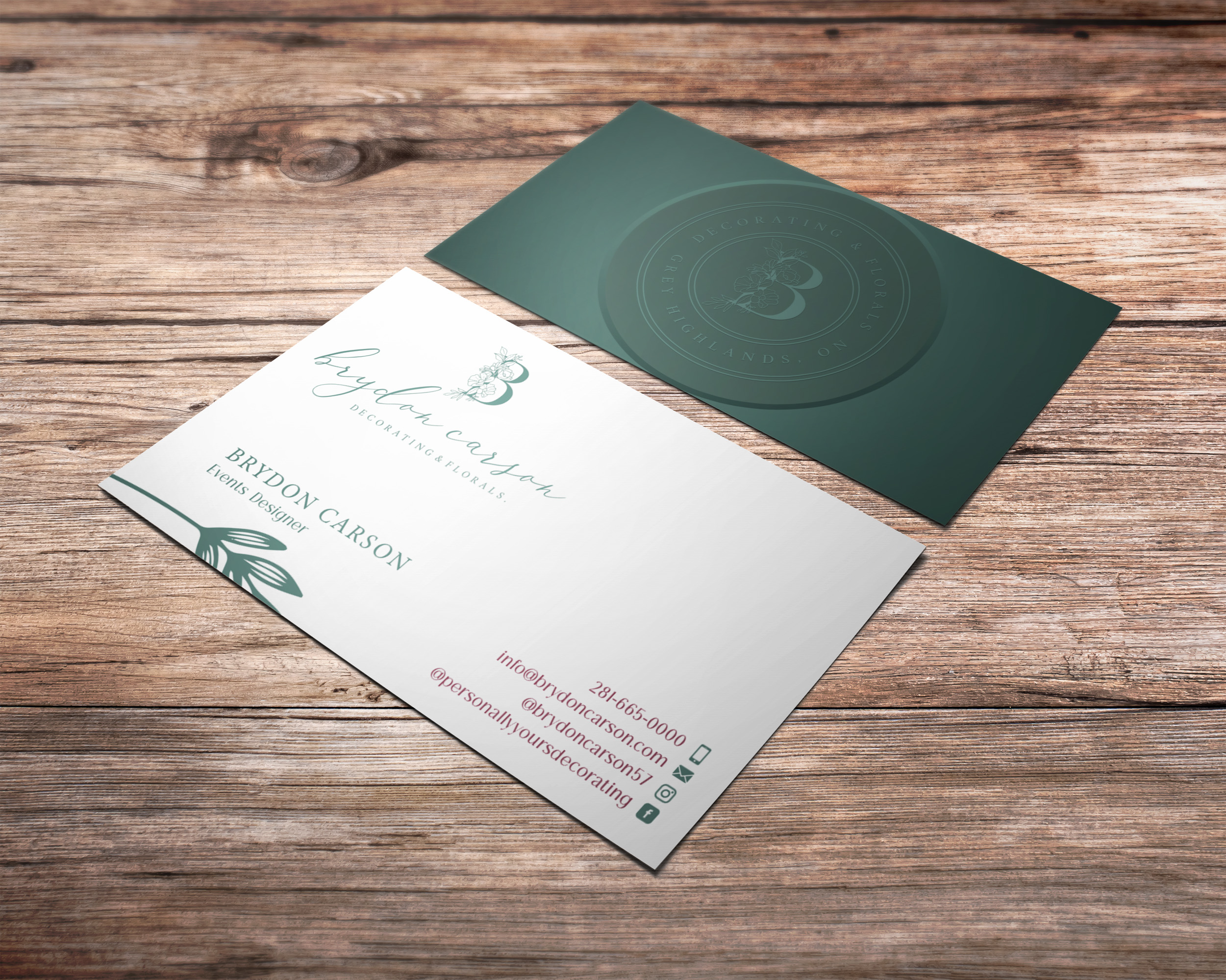 Business Card Design by Verified artistry for Brydon Carson Decorating & Florals | Design #29880740