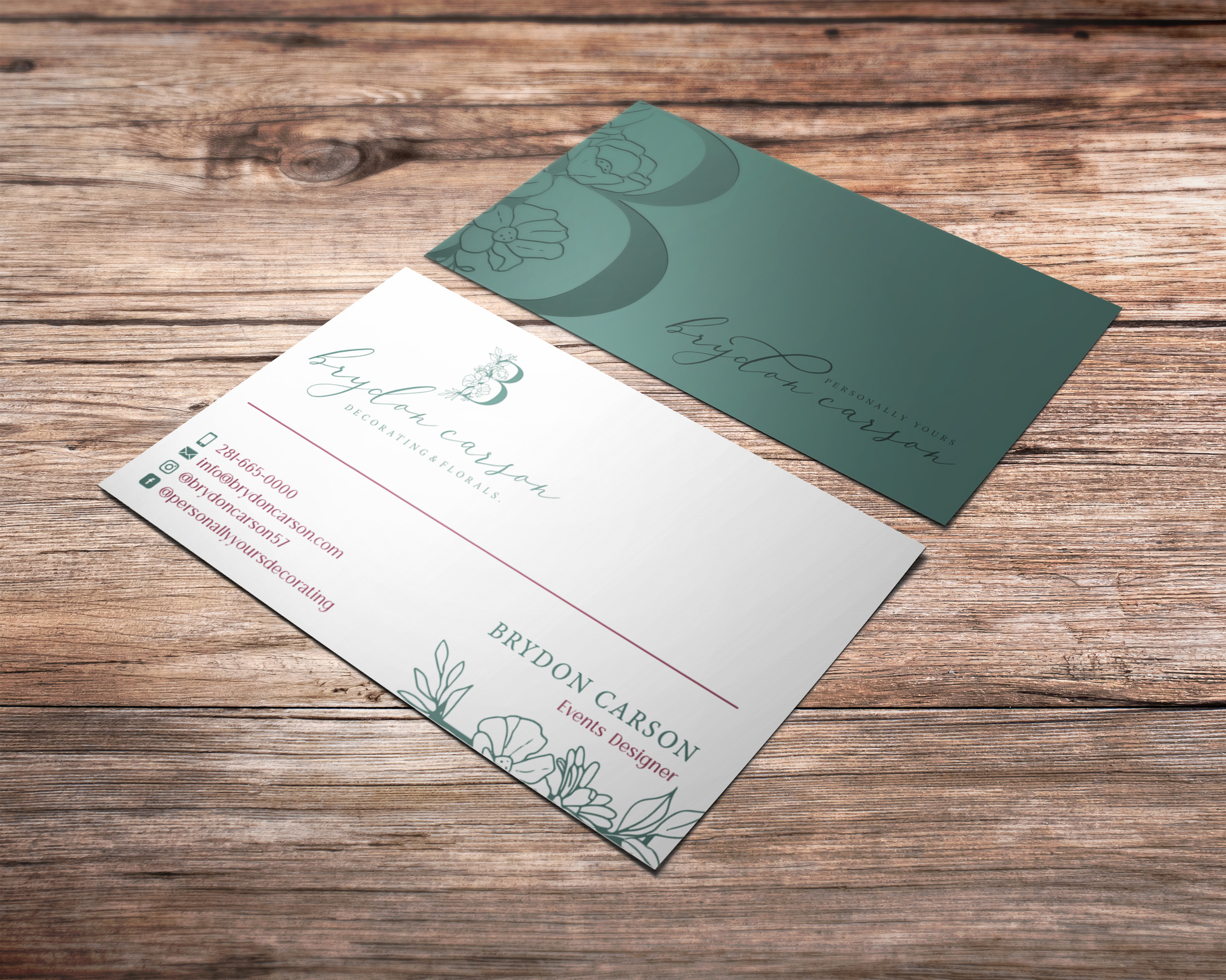 Business Card Design by Verified artistry for Brydon Carson Decorating & Florals | Design #29880743