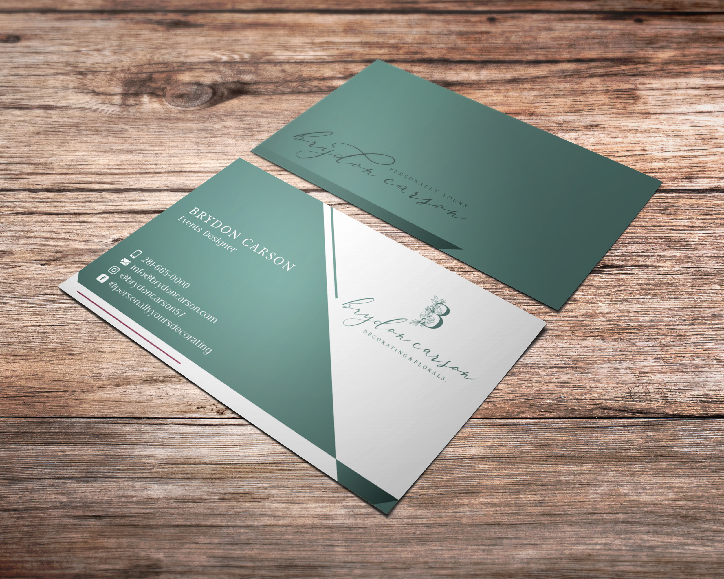 Business Card Design by Verified artistry for Brydon Carson Decorating & Florals | Design #29880745