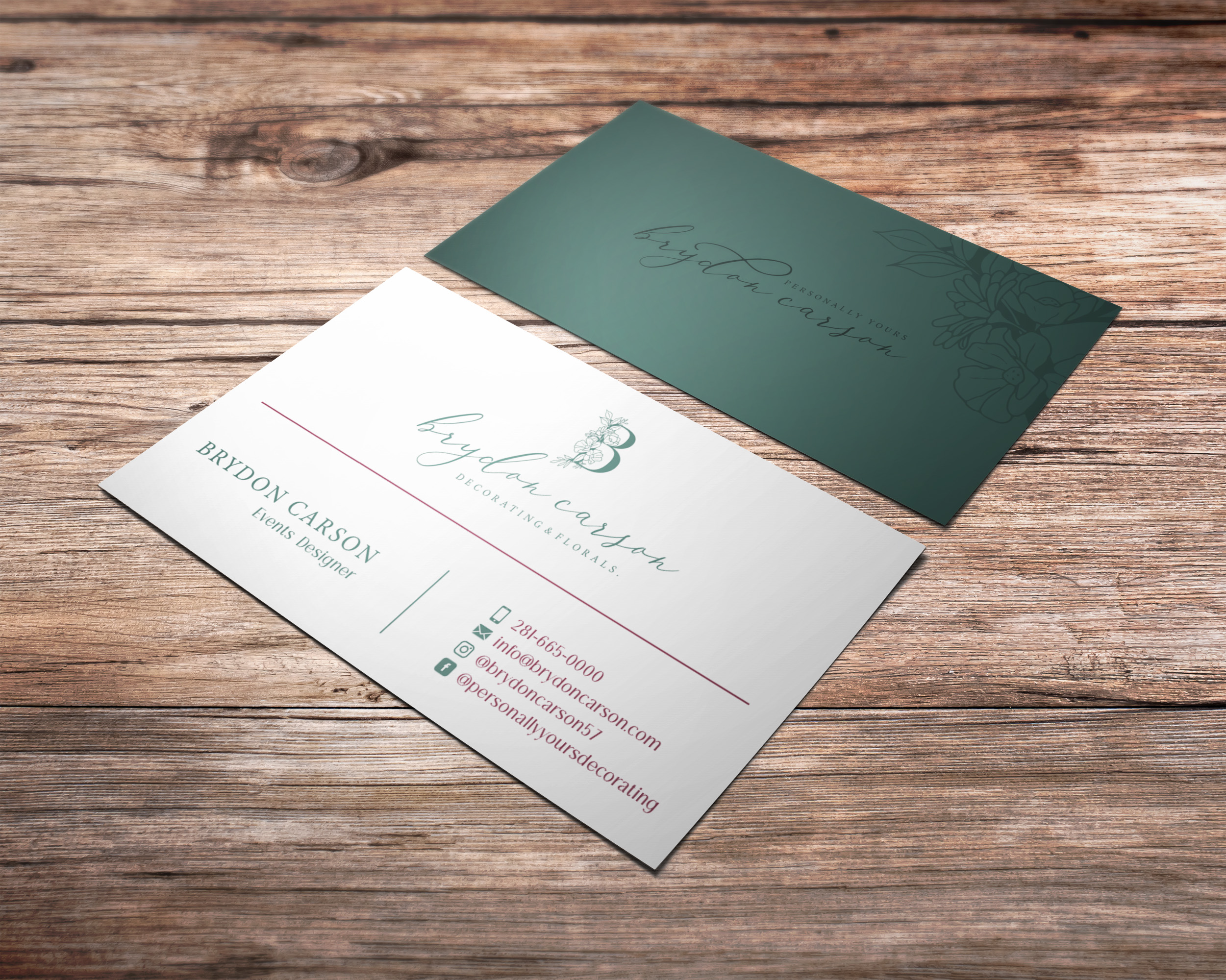 Diseño de Tarjeta de Presentación por Verified artistry para Brydon Carson Decorating & Florals | Diseño #29880749