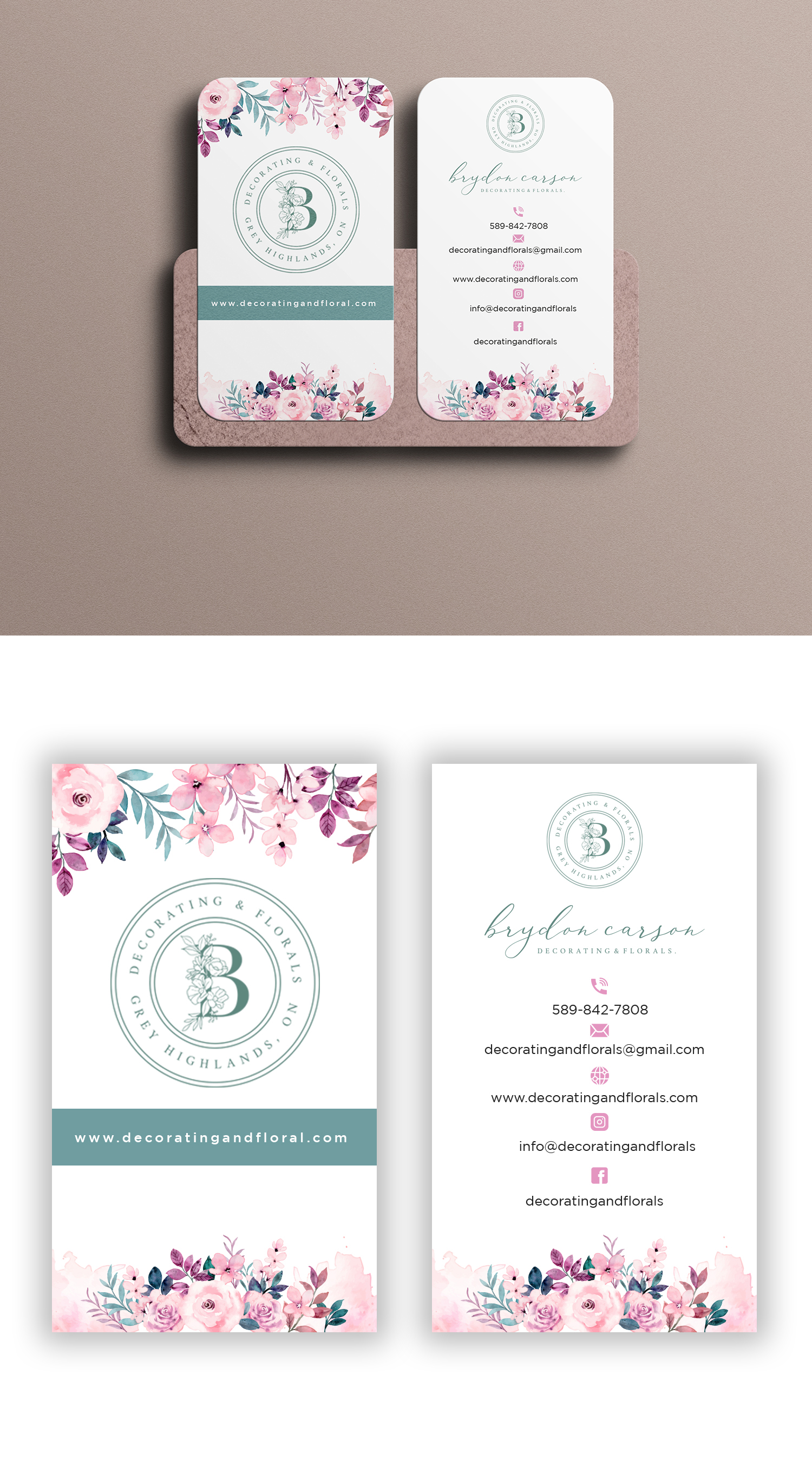 Business Card Design by debdesign for Brydon Carson Decorating & Florals | Design #29895066