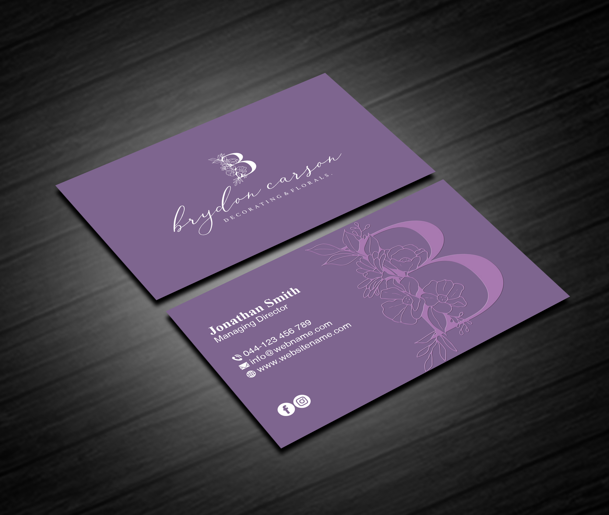 Business Card Design by Creations Box 2015 for Brydon Carson Decorating & Florals | Design #29879295