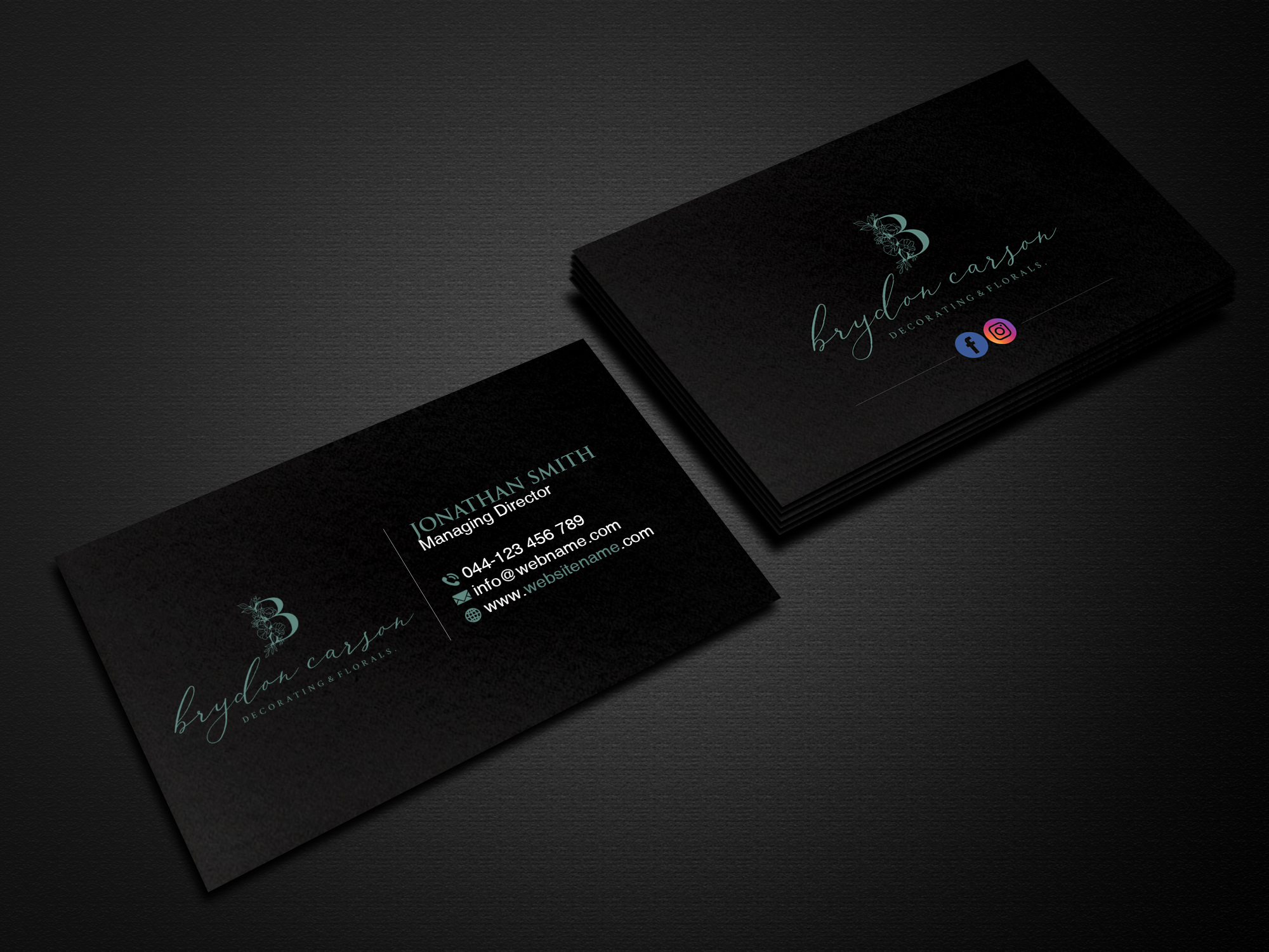 Design de Carte de Visite par Creations Box 2015 pour Brydon Carson Decorating & Florals | Design #29879309