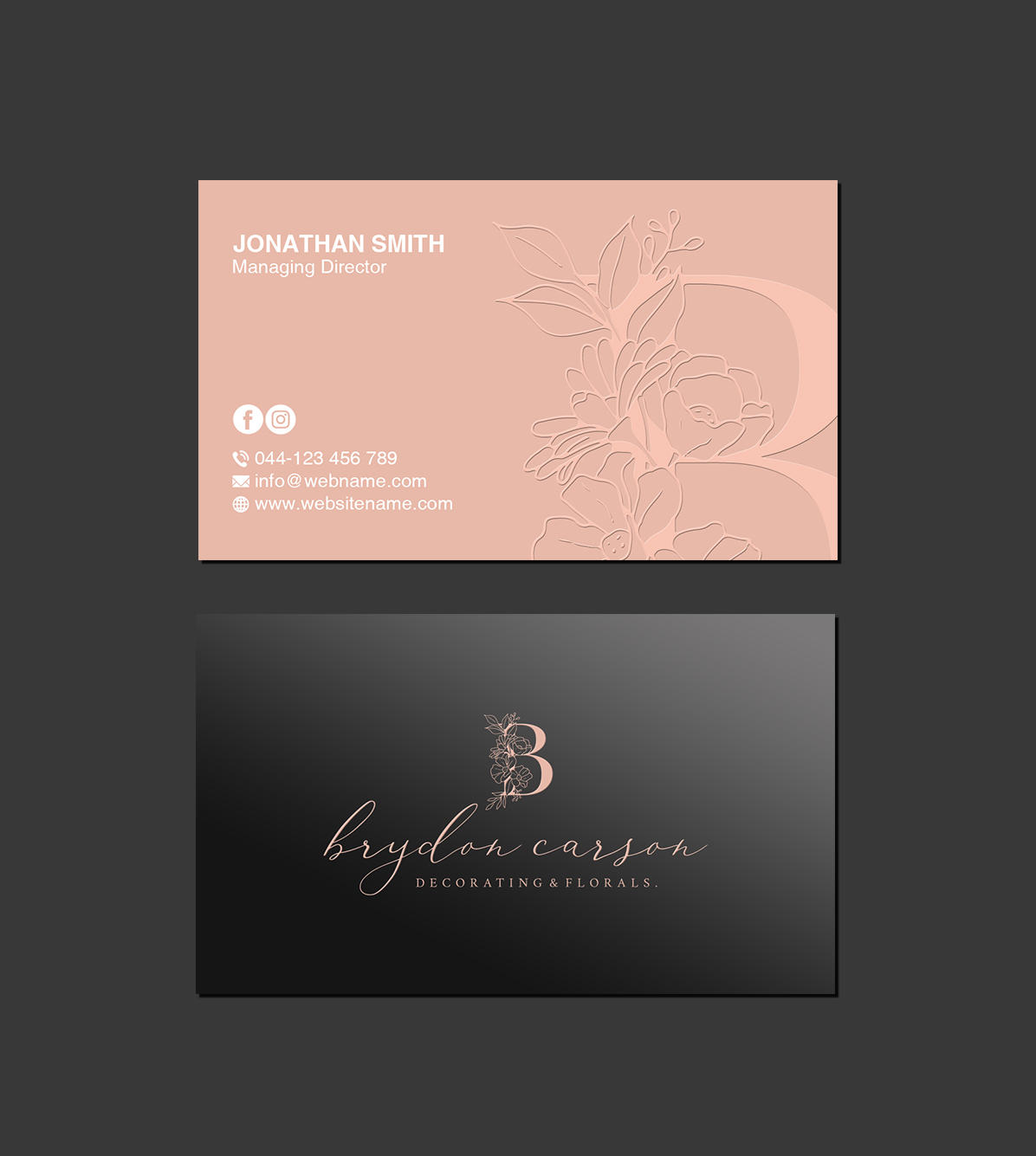 Business Card Design by Creations Box 2015 for Brydon Carson Decorating & Florals | Design #29885957