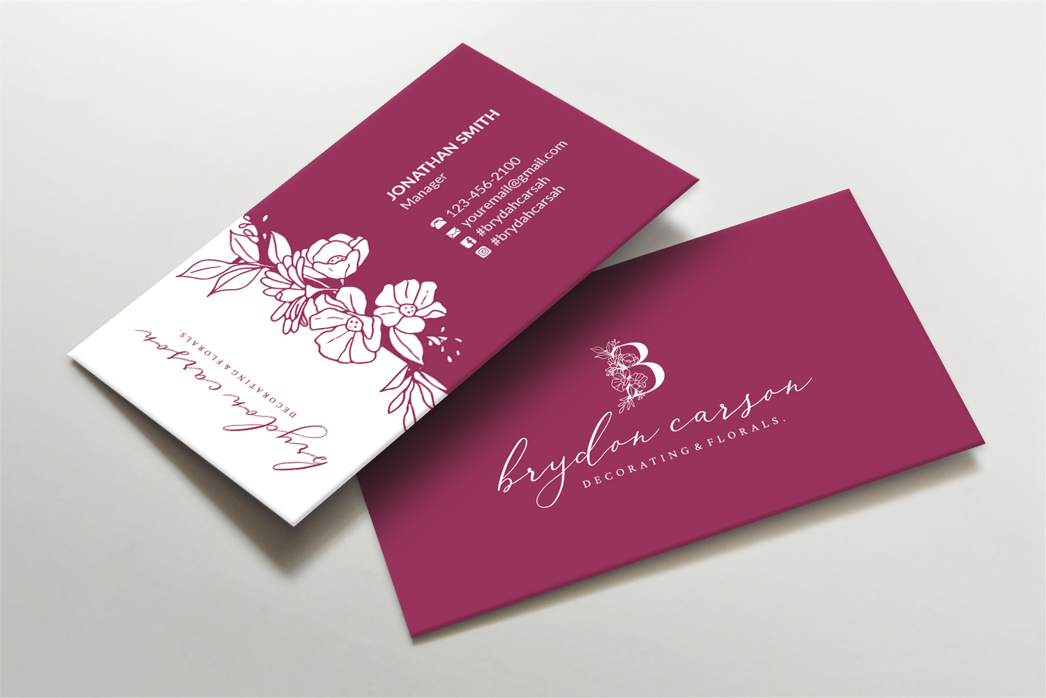 Diseño de Tarjeta de Presentación por LAXMI DESIGNHUB para Brydon Carson Decorating & Florals | Diseño #29879550