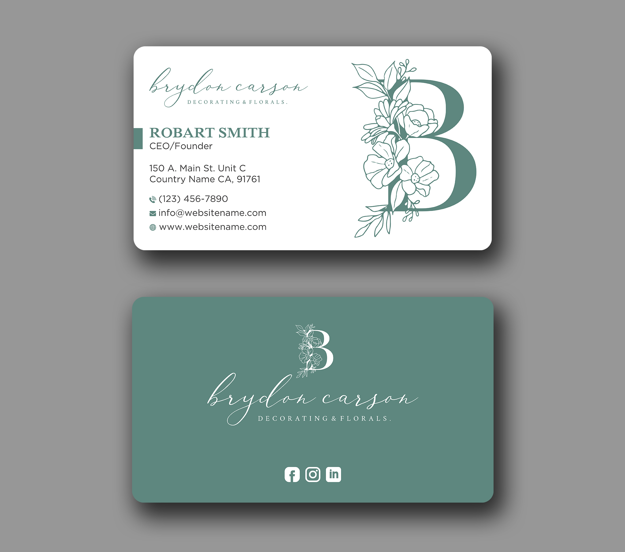Business Card Design by Uttom 2 for Brydon Carson Decorating & Florals | Design #29875476