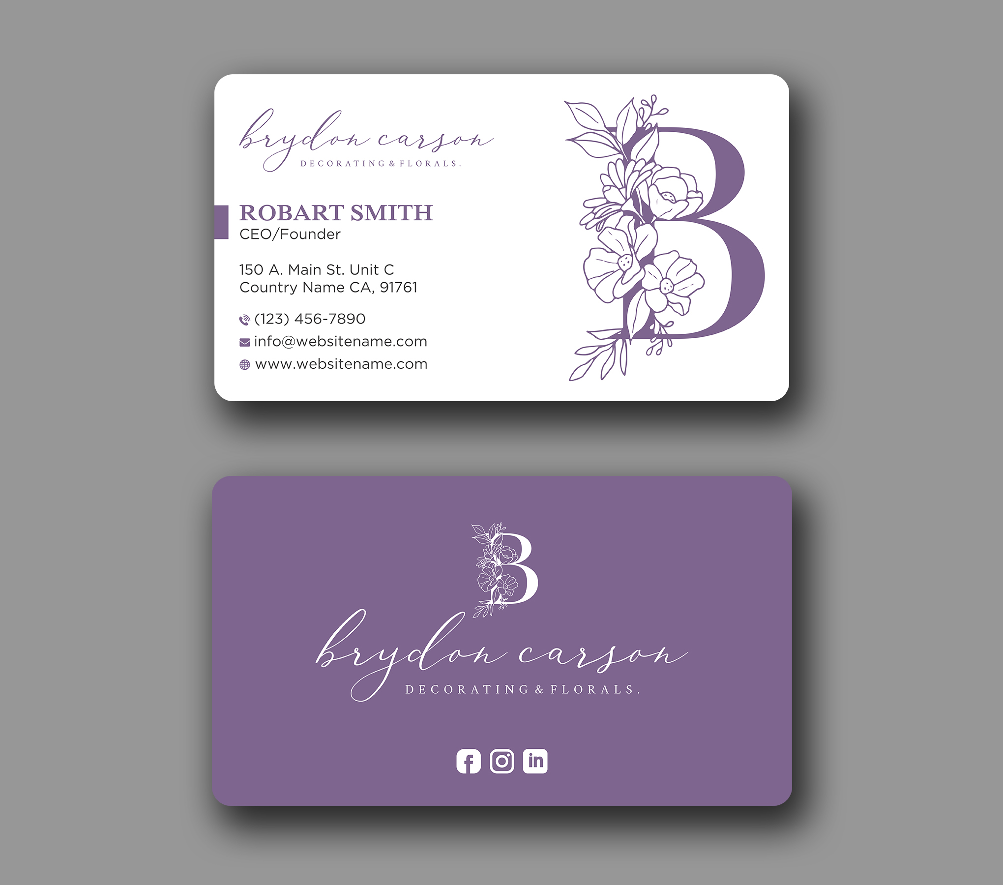Business Card Design by Uttom 2 for Brydon Carson Decorating & Florals | Design #29875478