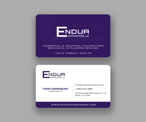 Business Card Design by Andrés Sebastián for Endur Contractors, LLC | Design #29893347