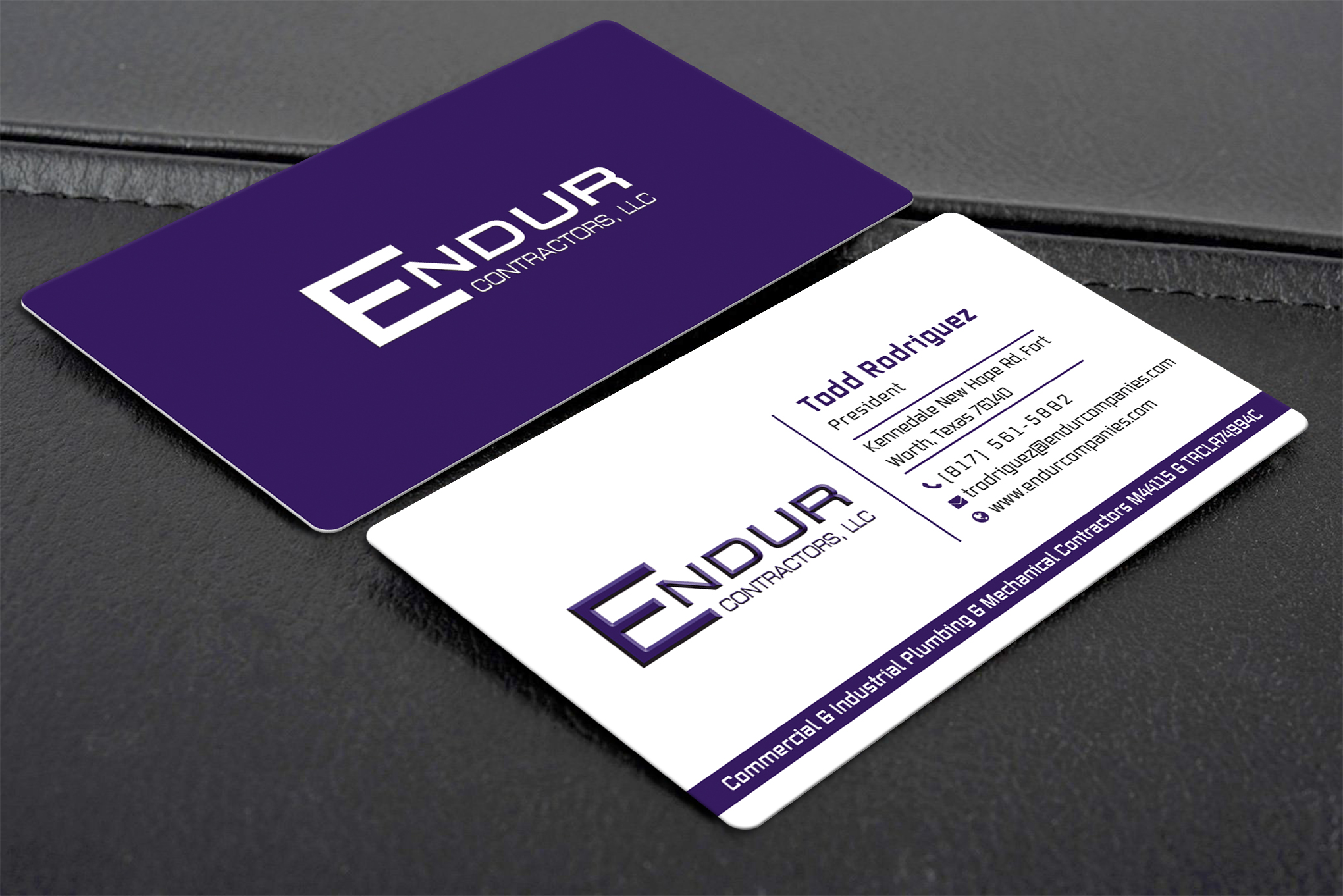 Design de Carte de Visite par Creative Moon Design pour Endur Contractors, LLC | Design #29888420