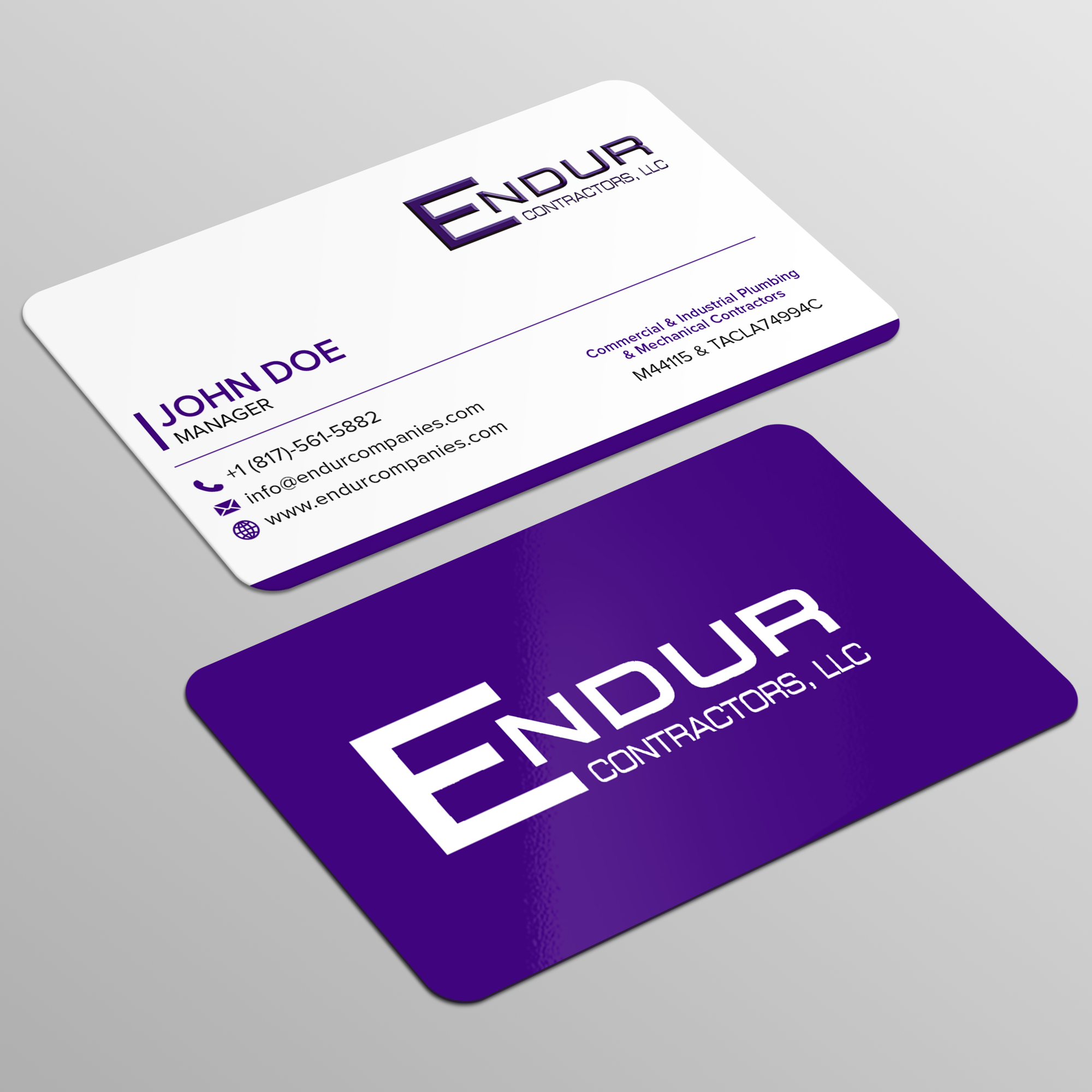 Business Card Design by WellDesign for Endur Contractors, LLC | Design #29890689