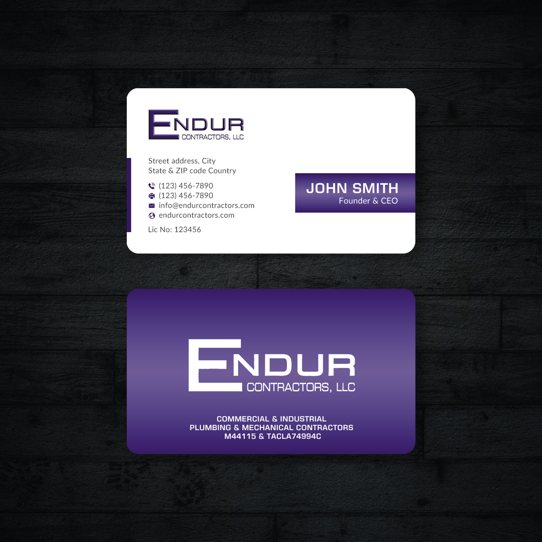 Design de Carte de Visite par Sun Moon Graphic Designer pour Endur Contractors, LLC | Design #29890741