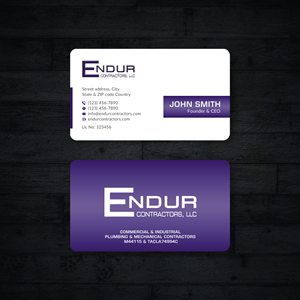 Design de Carte de Visite par Sun Moon Graphic Designer pour Endur Contractors, LLC | Design : #29890741