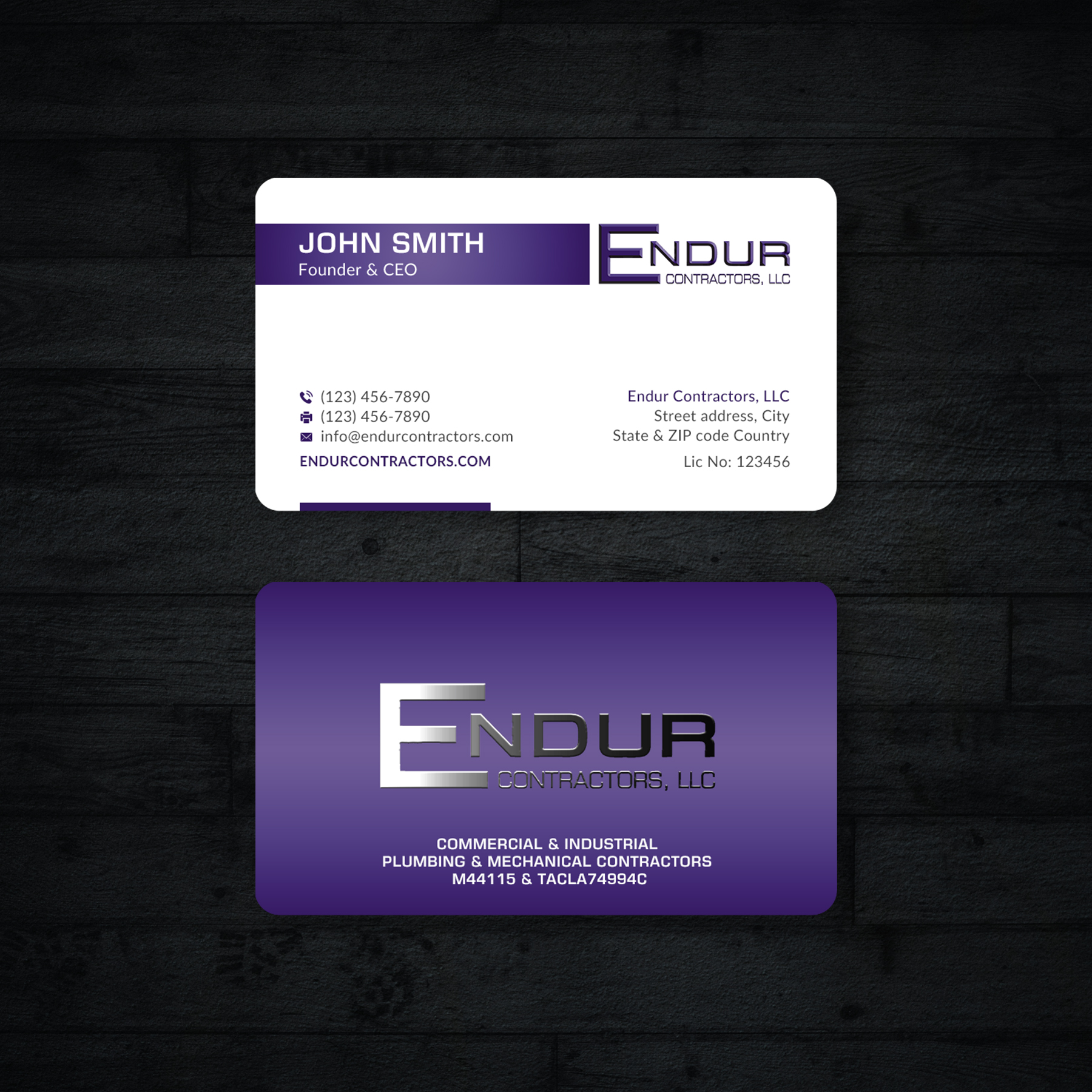 Business Card Design by Sun Moon Graphic Designer for Endur Contractors, LLC | Design #29890743