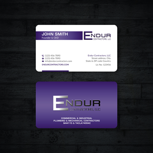 Design de Carte de Visite par Sun Moon Graphic Designer pour Endur Contractors, LLC | Design : #29890743