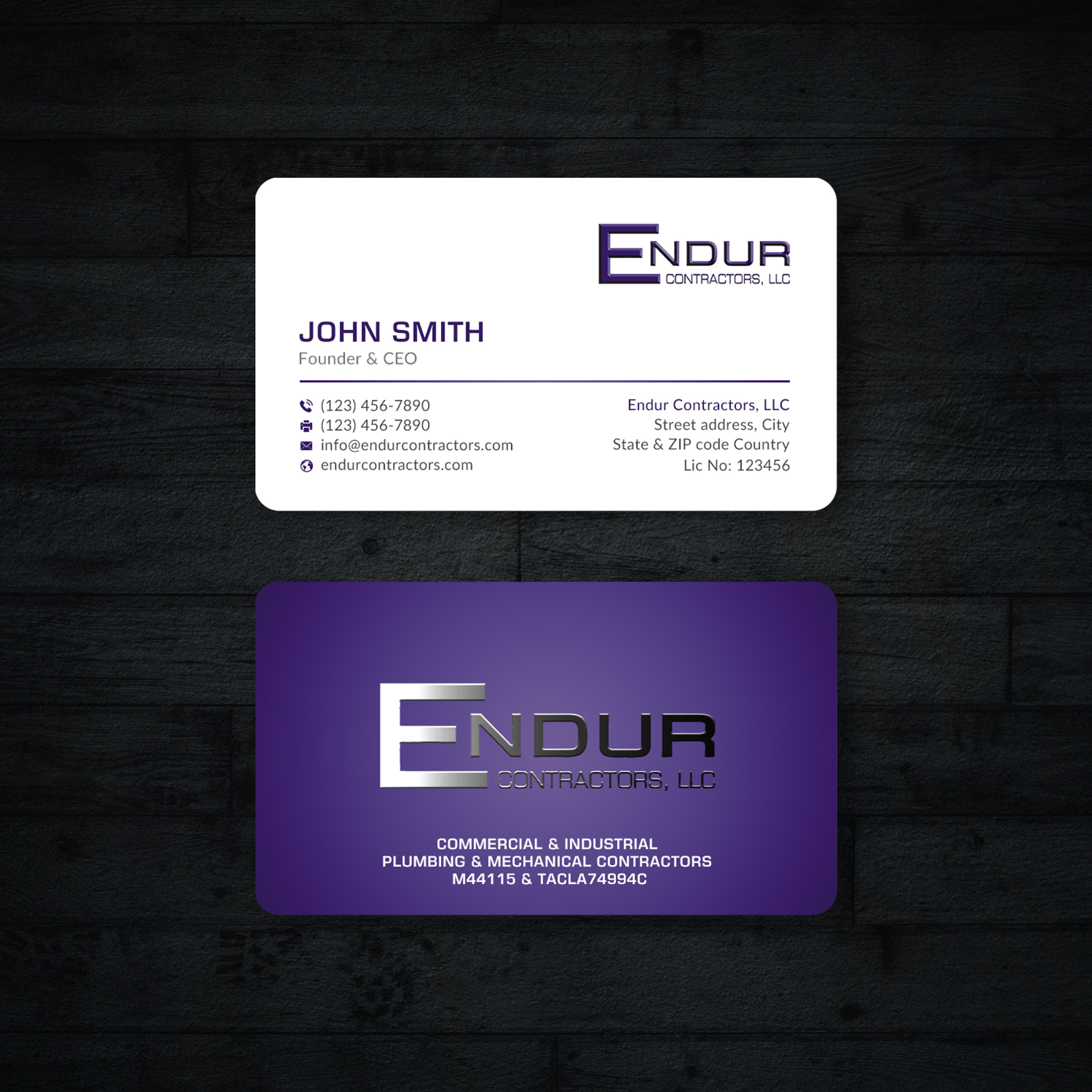 Diseño de Tarjeta de Presentación por Sun Moon Graphic Designer para Endur Contractors, LLC | Diseño #29890744