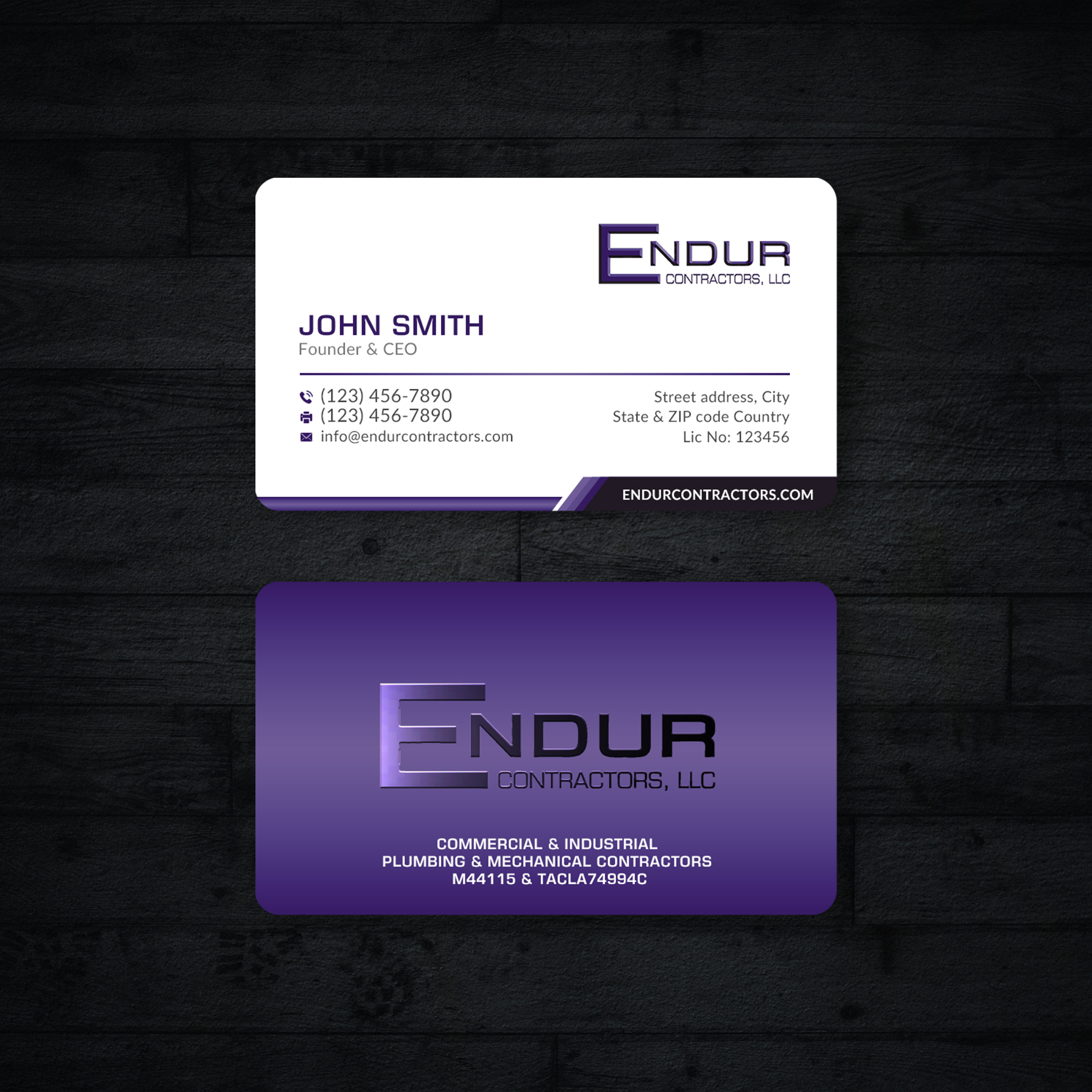 Business Card Design by Sun Moon Graphic Designer for Endur Contractors, LLC | Design #29890745