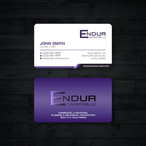 Design de Carte de Visite par Sun Moon Graphic Designer pour Endur Contractors, LLC | Design : #29890745