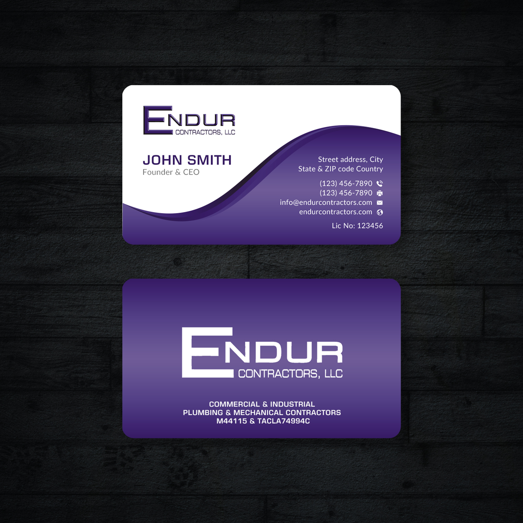 Business Card Design by Sun Moon Graphic Designer for Endur Contractors, LLC | Design #29890747