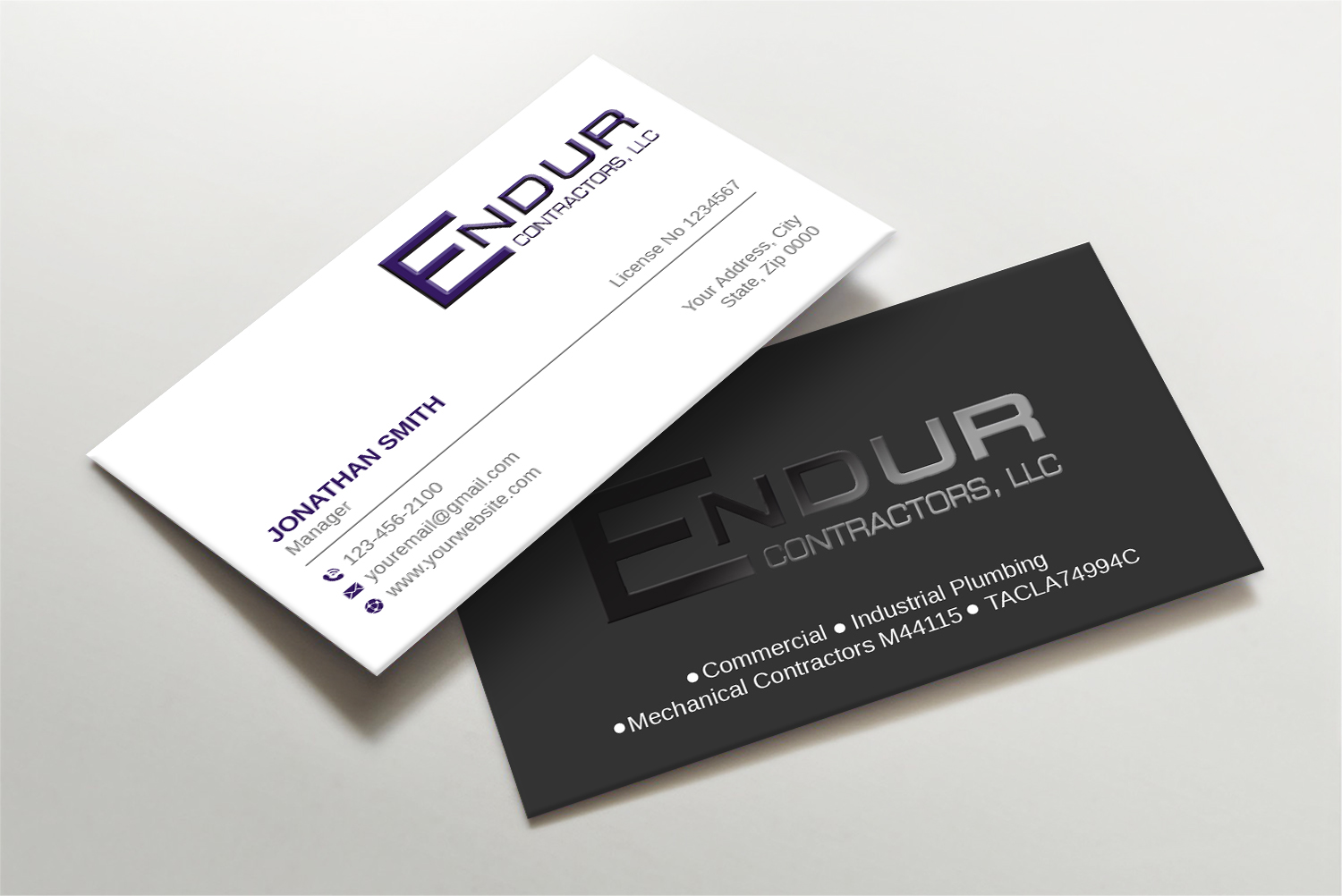 Design de Carte de Visite par LAXMI DESIGNHUB pour Endur Contractors, LLC | Design #29891890