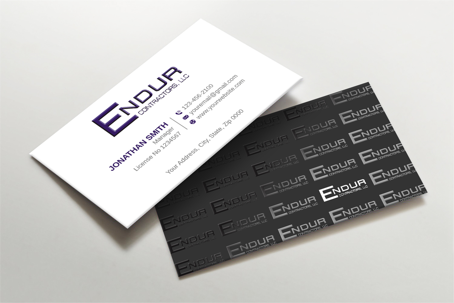 Business Card Design by LAXMI DESIGNHUB for Endur Contractors, LLC | Design #29891892