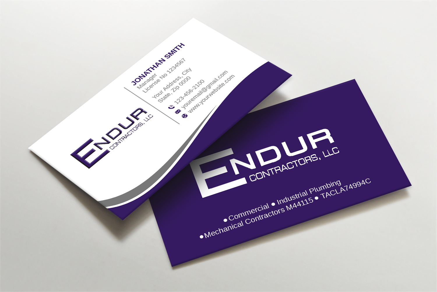 Business Card Design by LAXMI DESIGNHUB for Endur Contractors, LLC | Design #29891895
