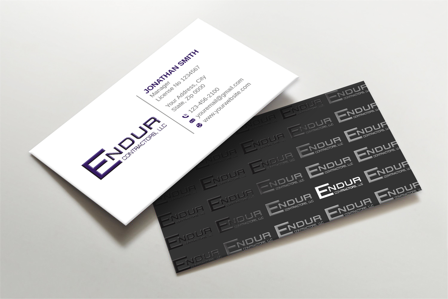 Business Card Design by LAXMI DESIGNHUB for Endur Contractors, LLC | Design #29891896