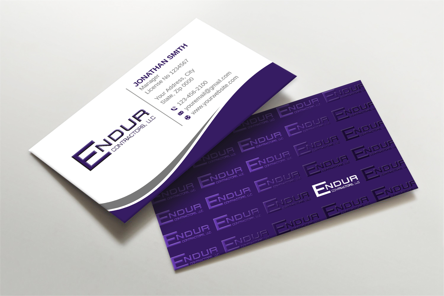 Business Card Design by LAXMI DESIGNHUB for Endur Contractors, LLC | Design #29891899