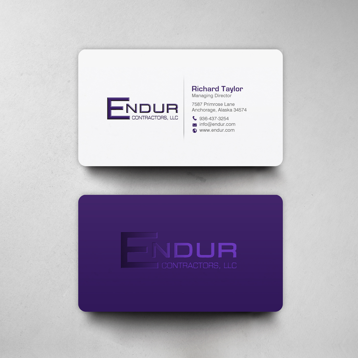 Business Card Design by chandrayaan.creative for Endur Contractors, LLC | Design #29890541