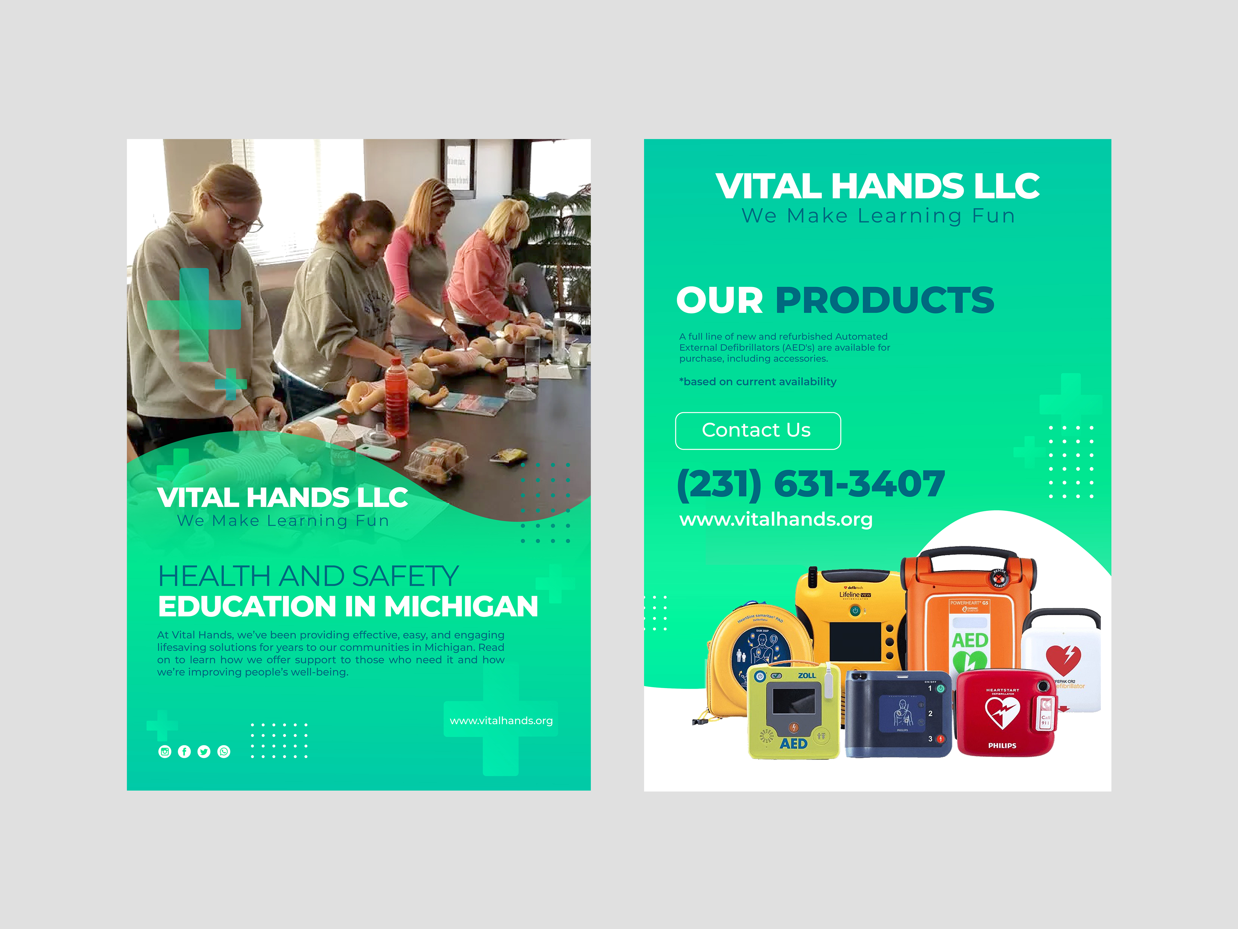 Diseño de Flyer por Devi Visuals para Vital Hands LLC | Diseño #29899187