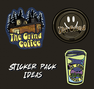 12 designs for stickers for coffee shop