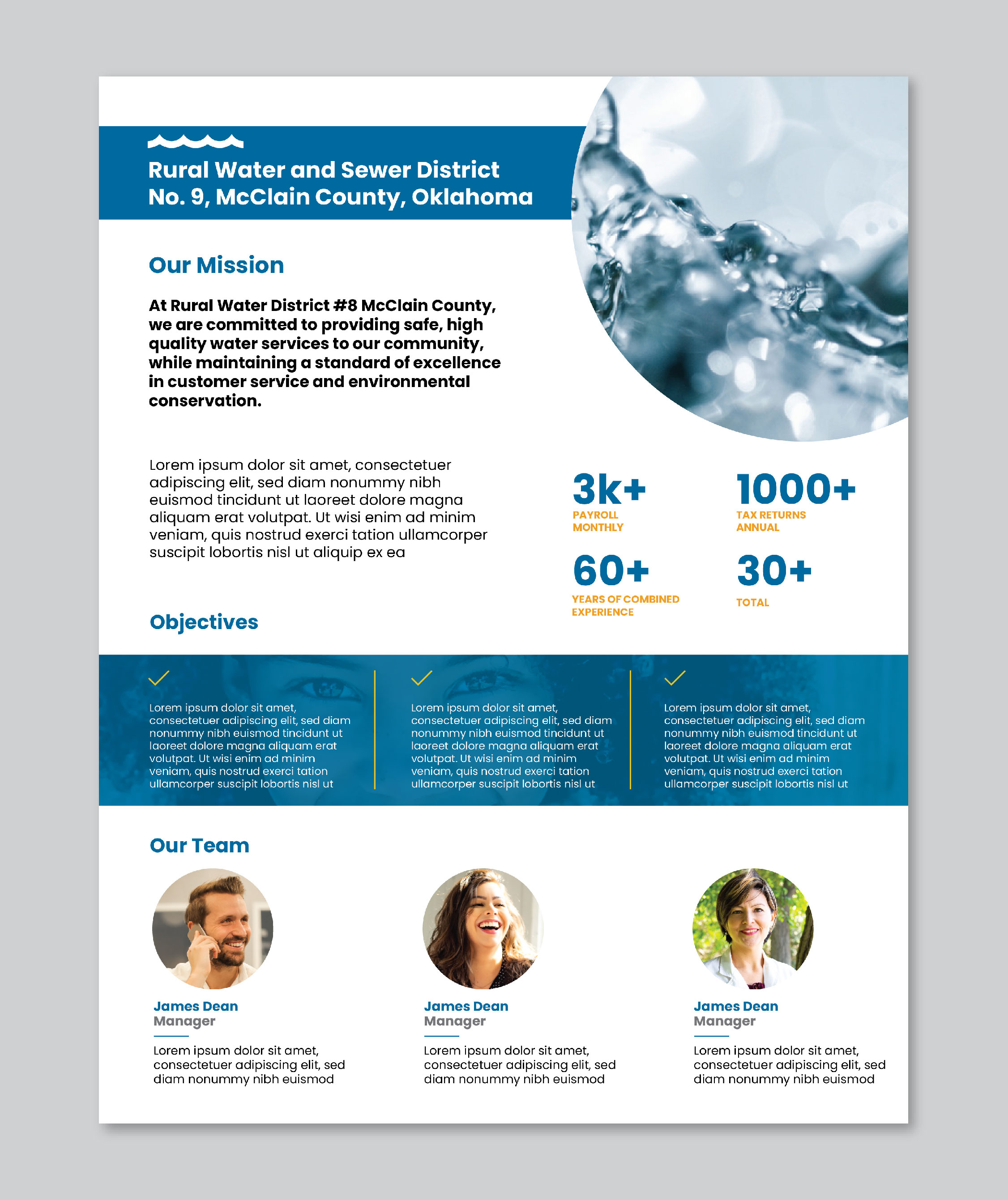 Design de Flyer par emoblack989 pour Rural Water and Sewer District NO. 9, McClain County, Oklahoma | Design #29971262