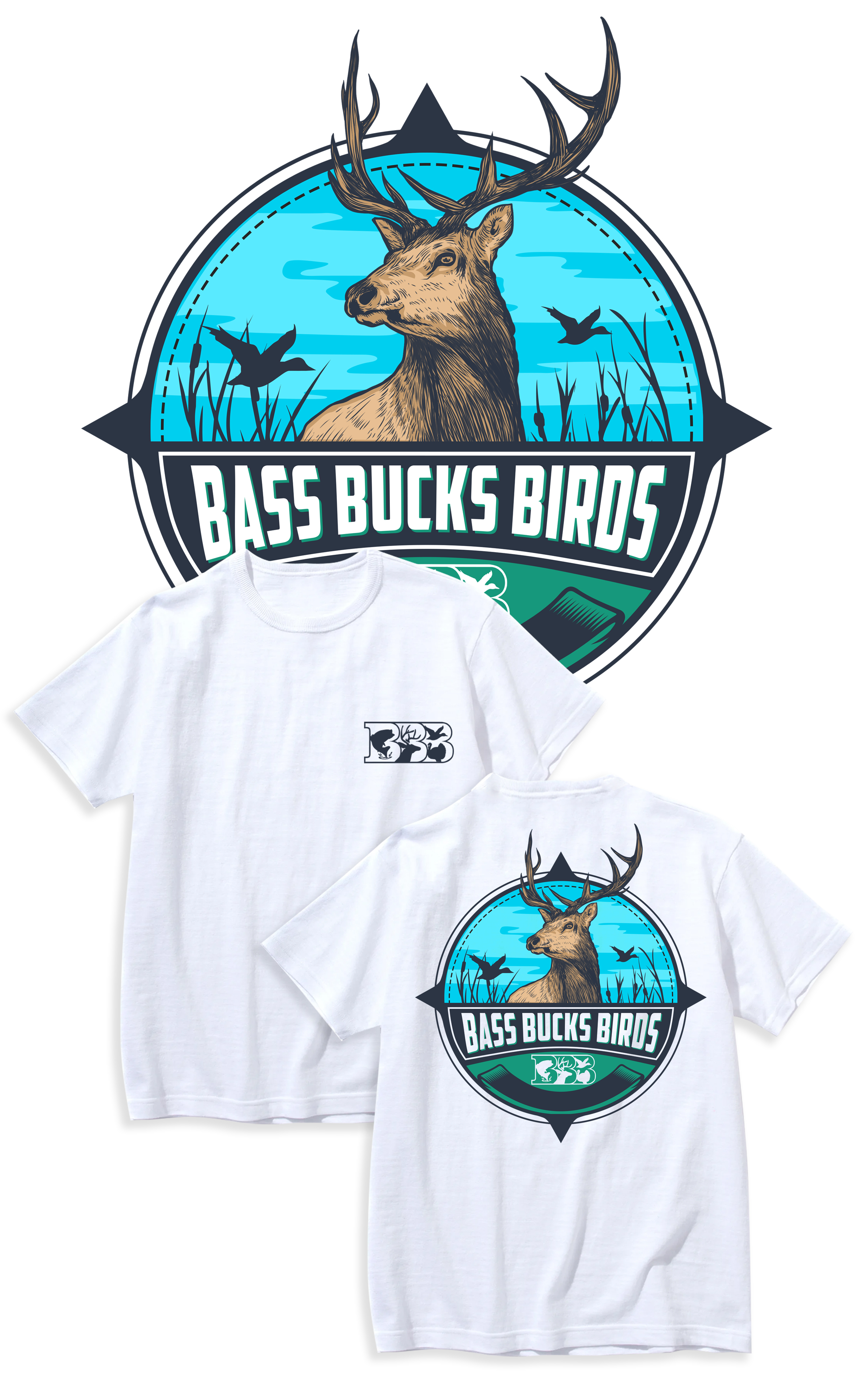 T-shirt Design by guruntool for Bass, Bucks, And Birds | Design #30032294