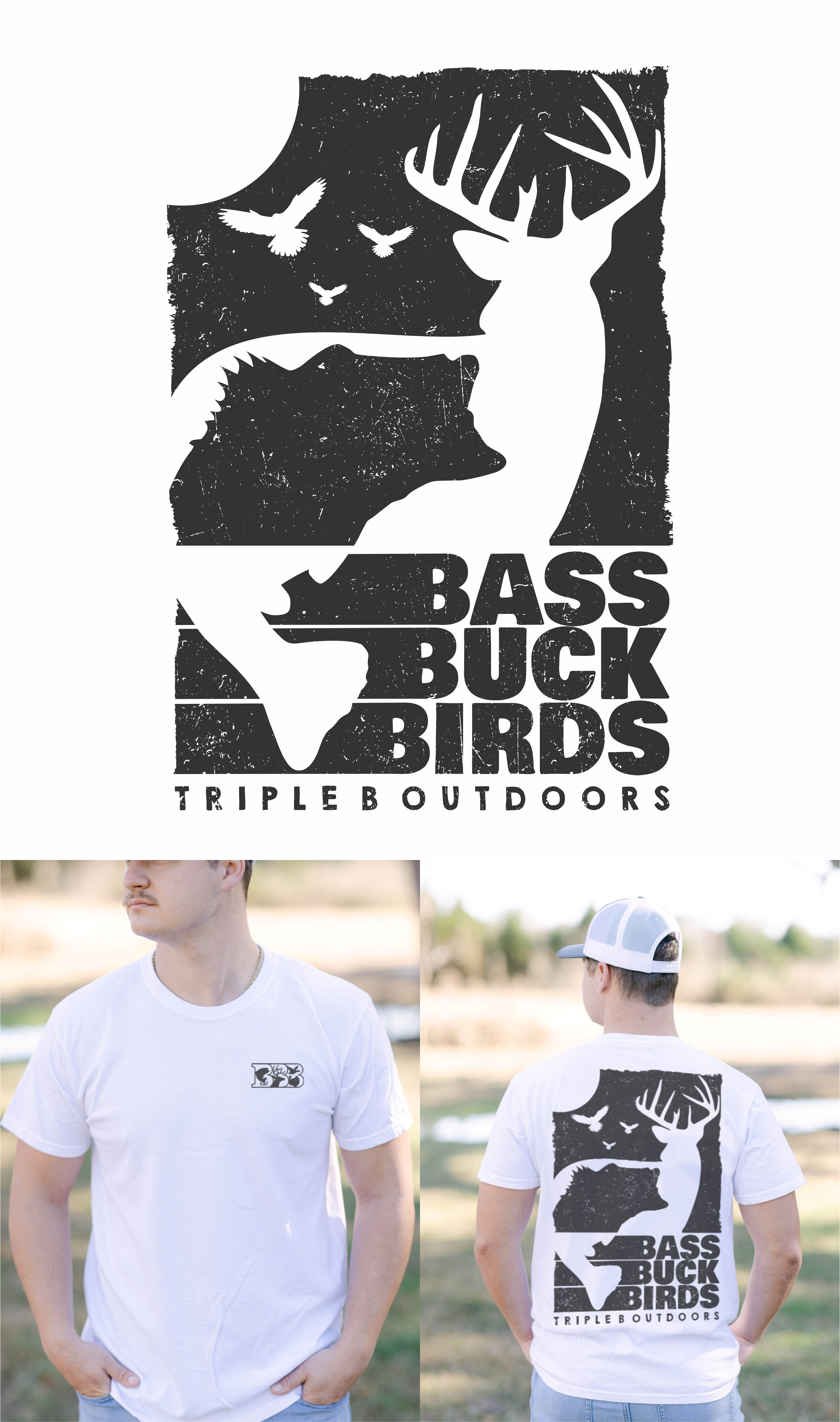 T-shirt Design by DoppelGanger Studio for Bass, Bucks, And Birds | Design #29977120